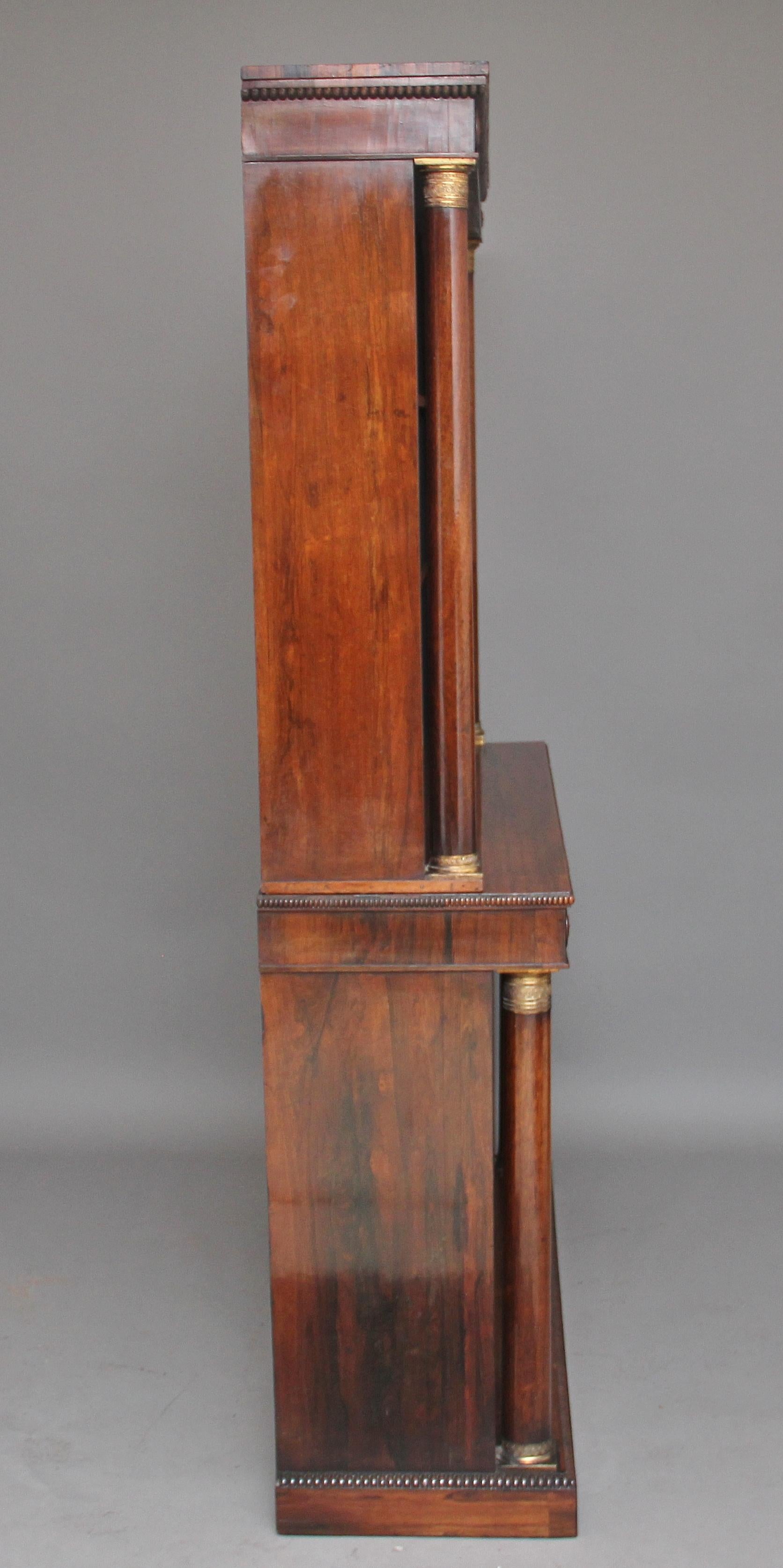 Early 19th Century Rosewood and Brass Inlaid Bookcase In Good Condition In Martlesham, GB