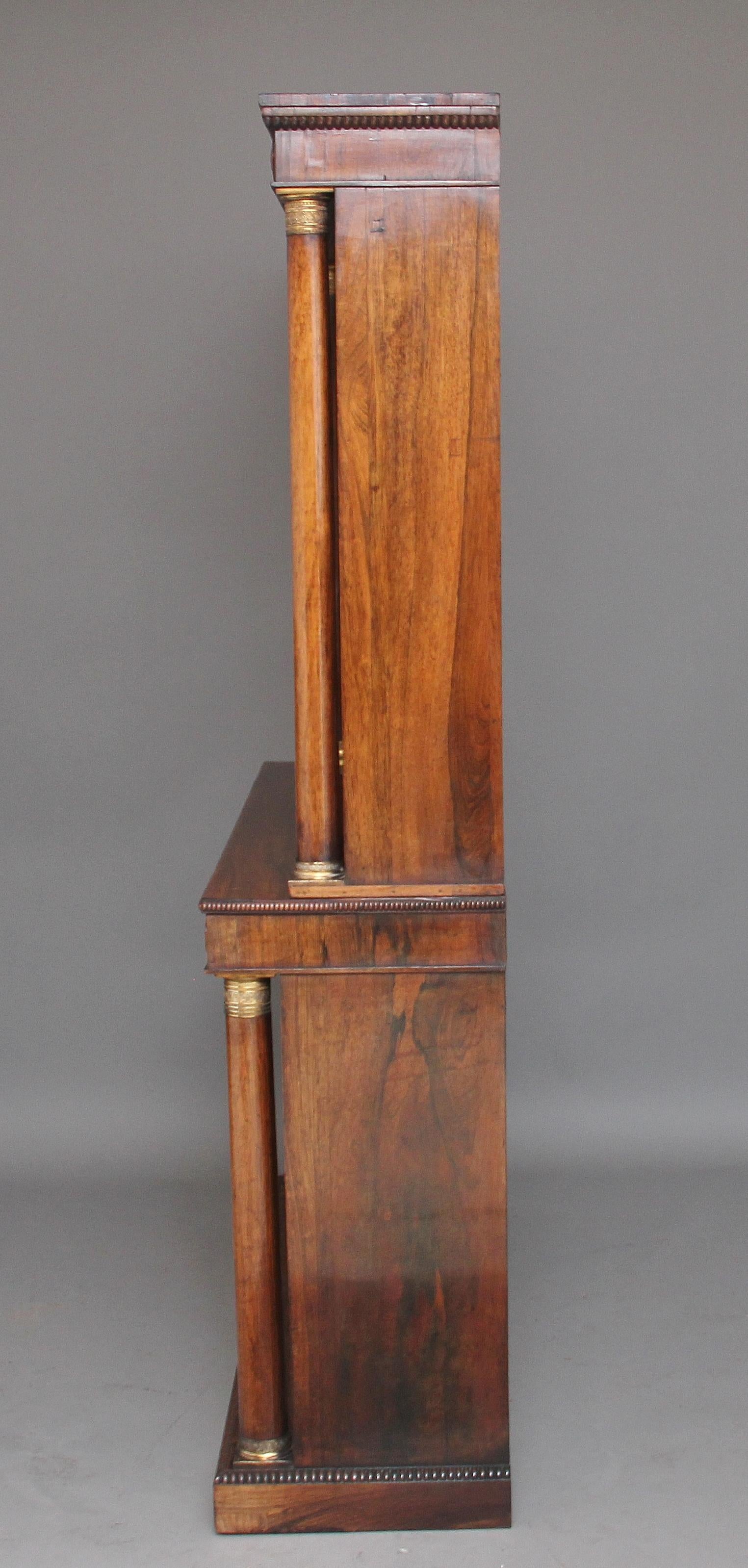 Early 19th Century Rosewood and Brass Inlaid Bookcase (Rosenholz)