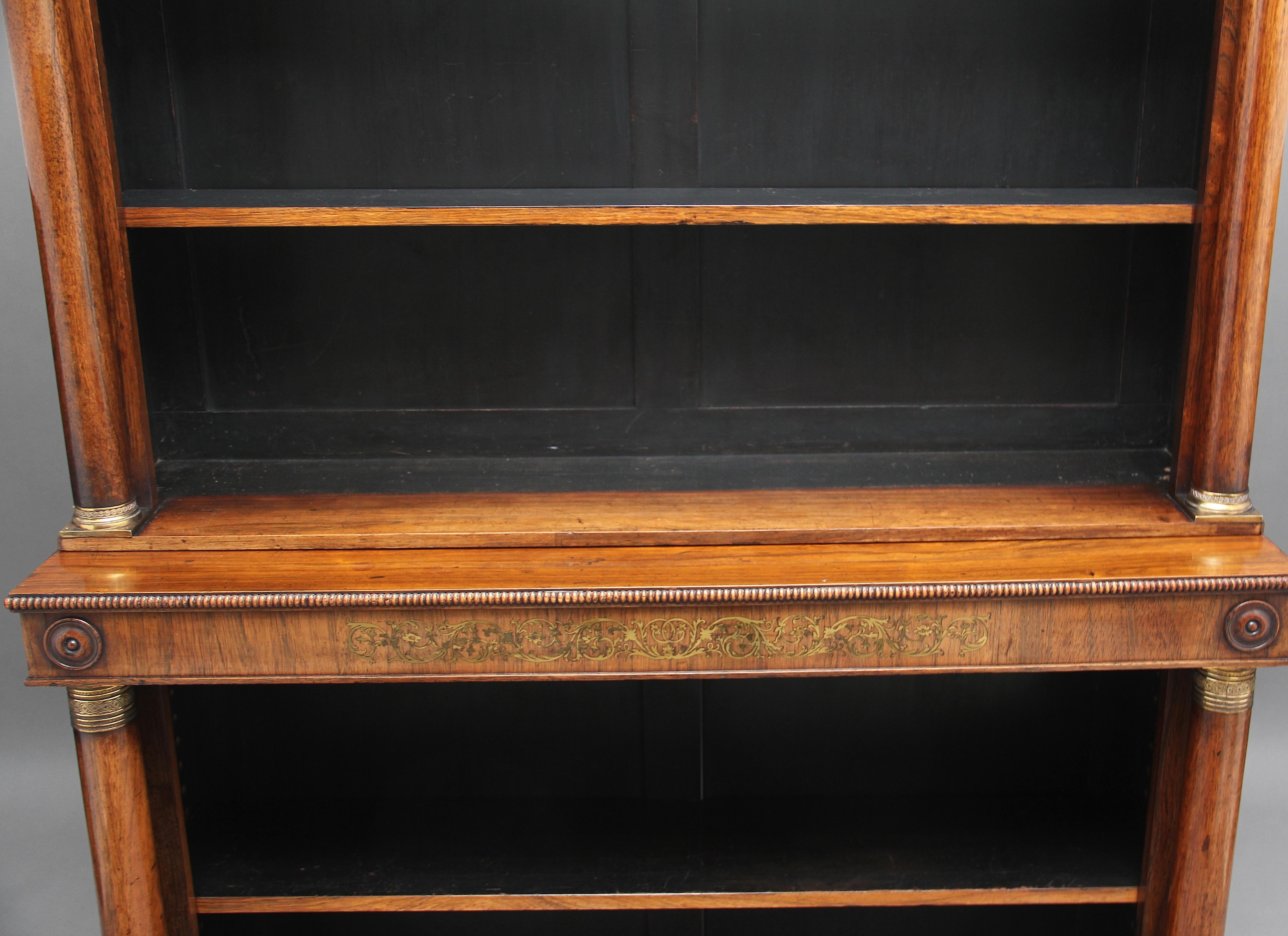 Early 19th Century Rosewood and Brass Inlaid Bookcase 1