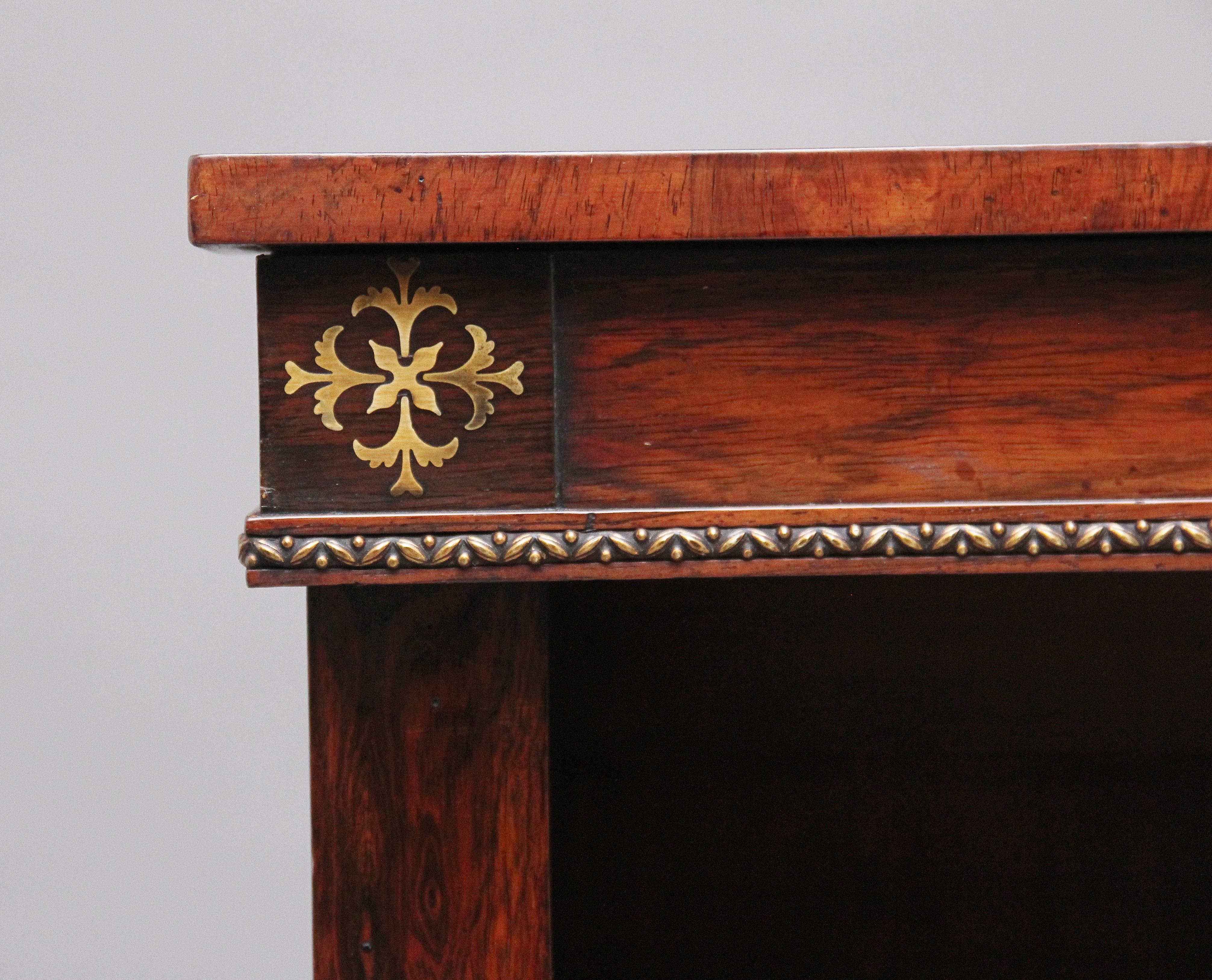 Early 19th Century Rosewood and Brass Inlaid Open Bookcase 1
