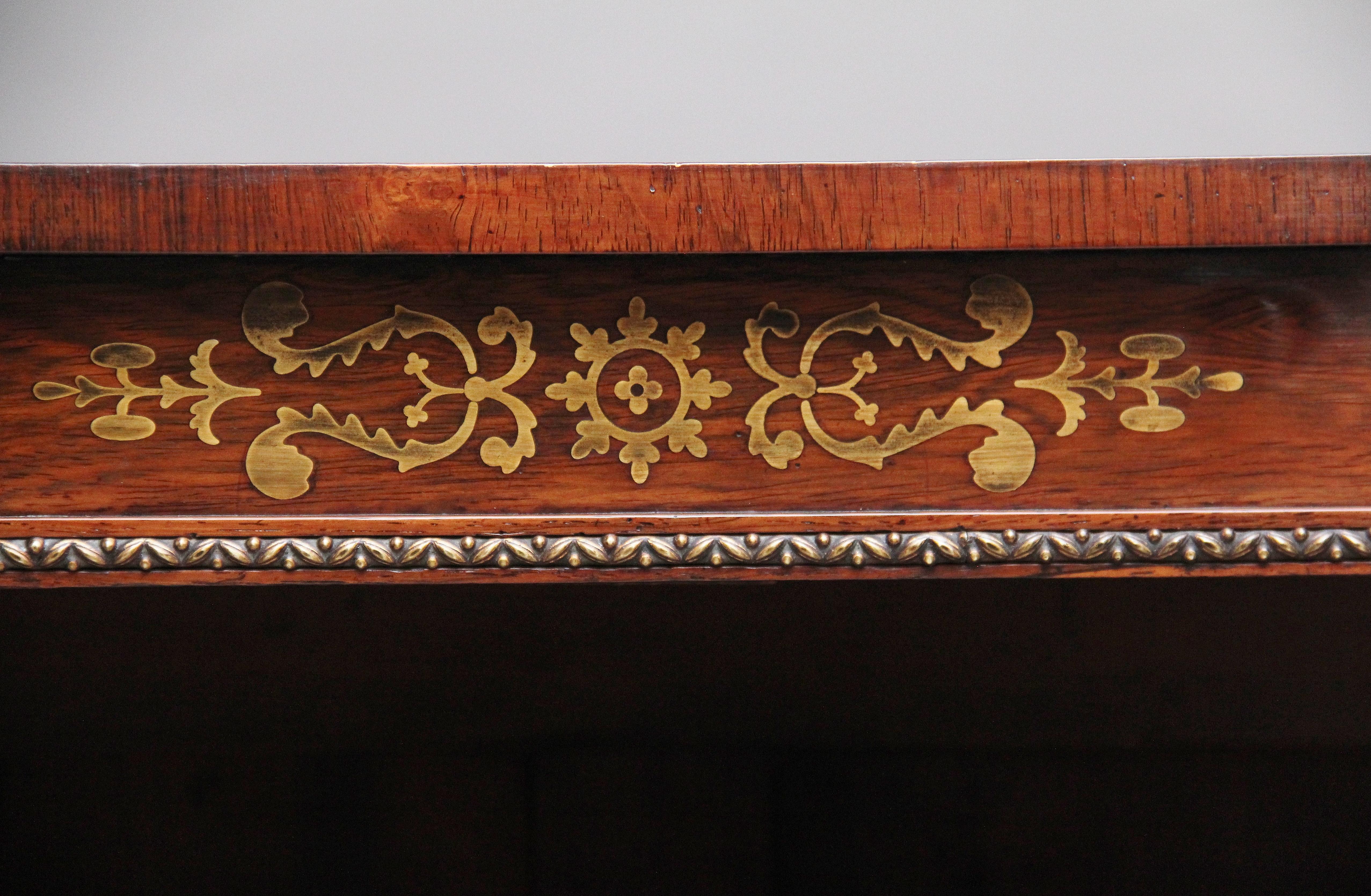 Early 19th Century Rosewood and Brass Inlaid Open Bookcase For Sale 2