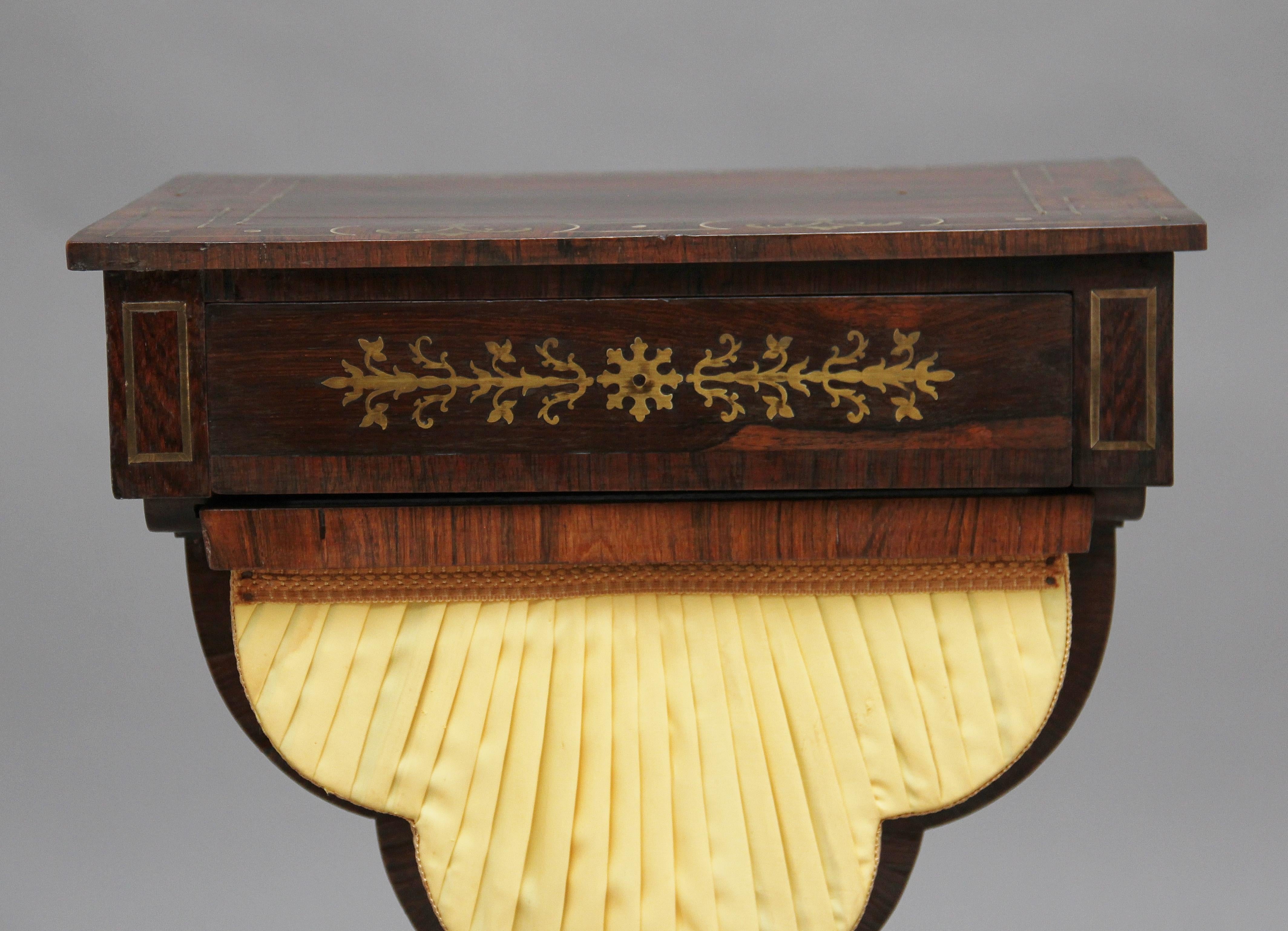 Early 19th Century Rosewood and Brass Inlaid Work Table For Sale 5