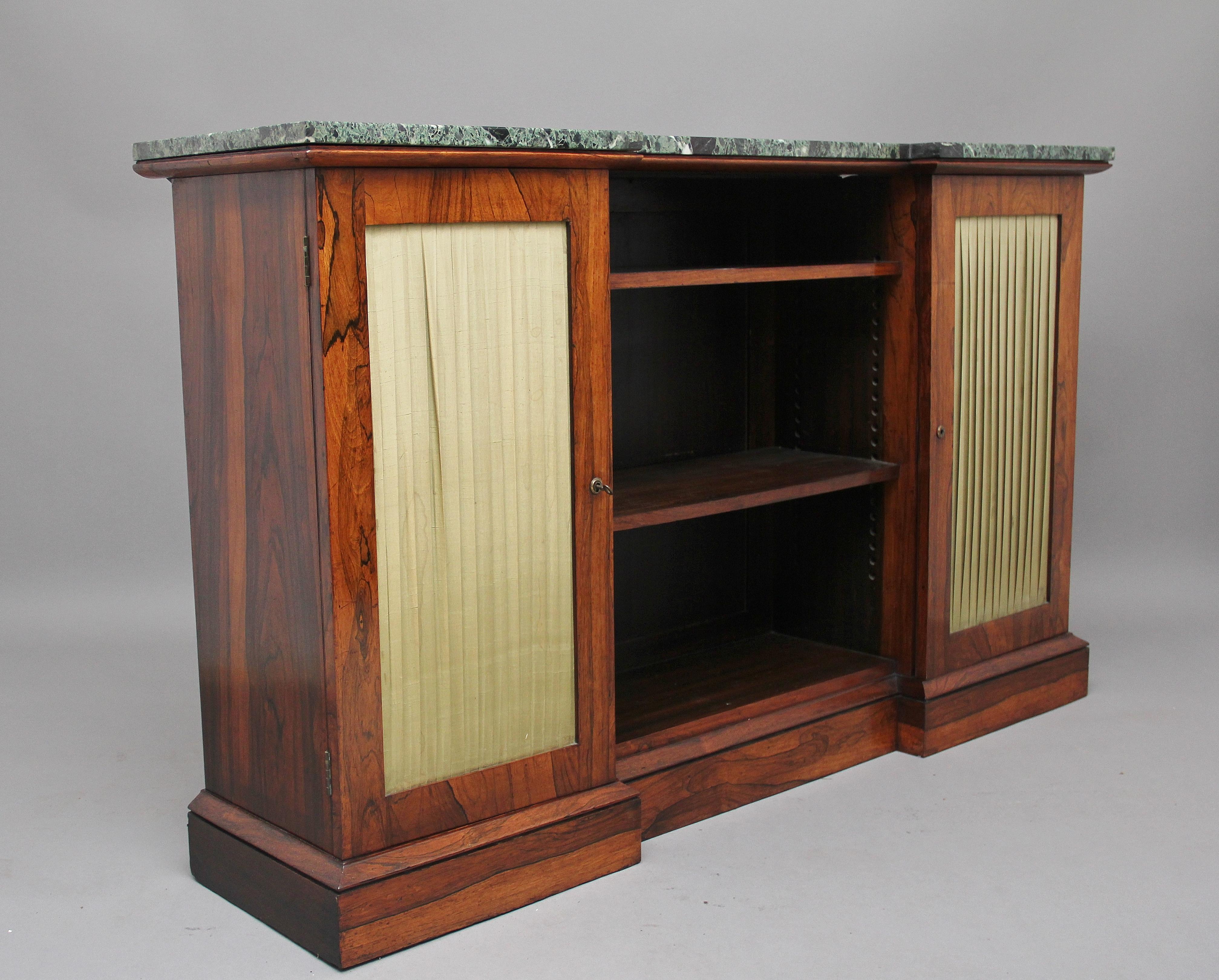 Regency Early 19th Century Rosewood Breakfront Cabinet For Sale