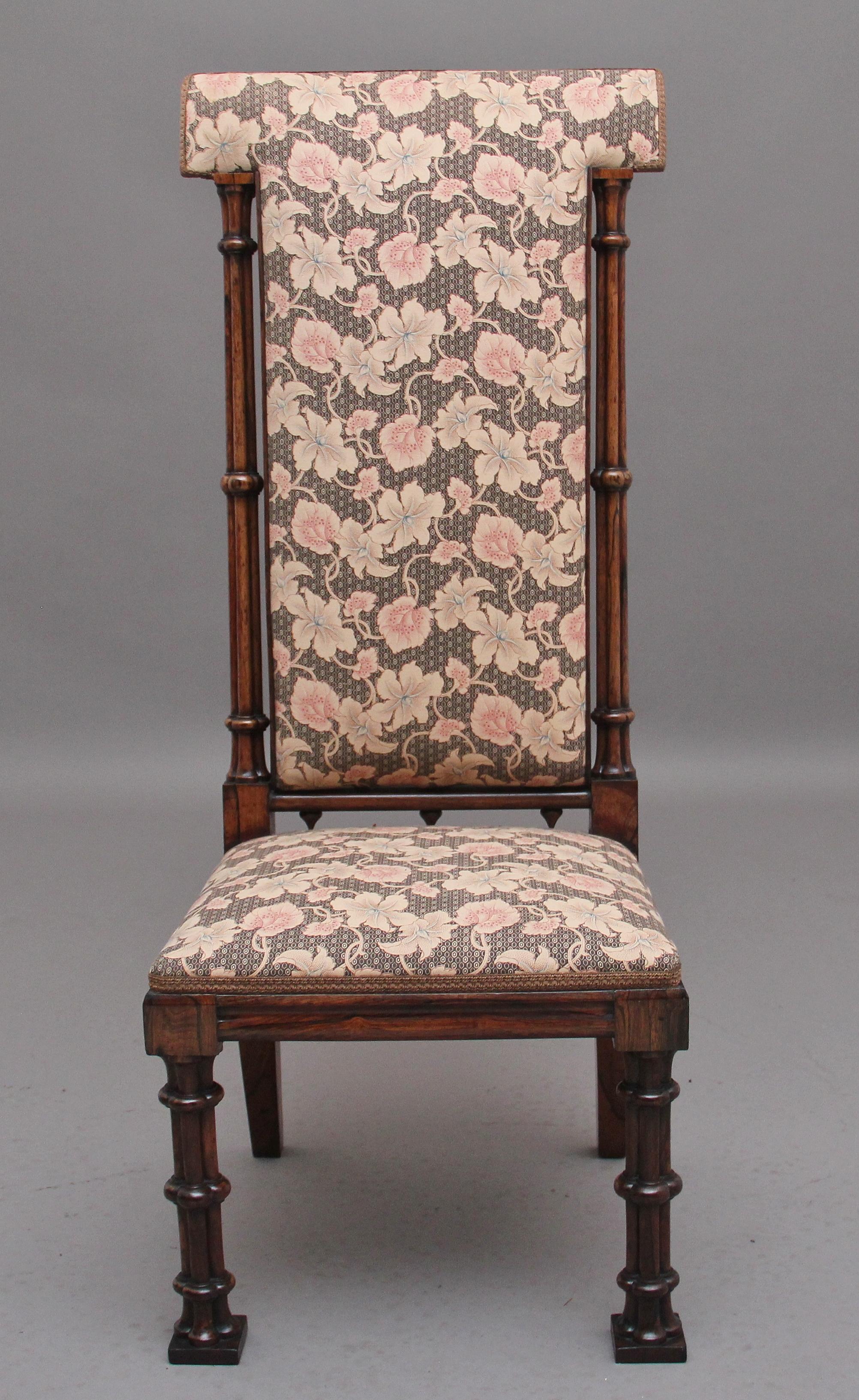 Early 19th Century Rosewood Chair in the Gothic Style In Good Condition For Sale In Martlesham, GB