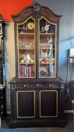 Early 19th Century Rosewood Domed Top Bookcase With Brass Ormula