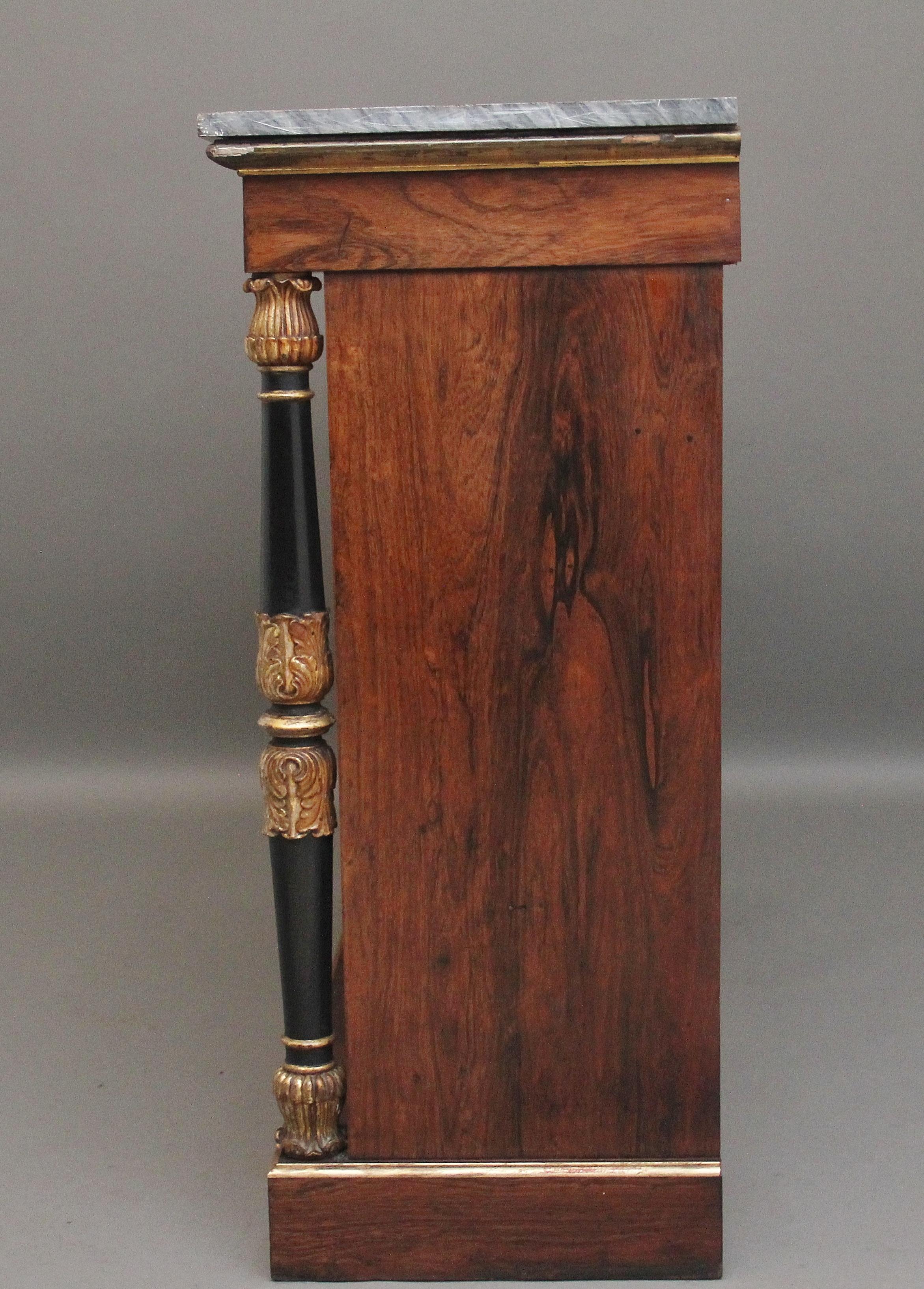 Early 19th Century rosewood, gilt and marble top cabinet For Sale 4