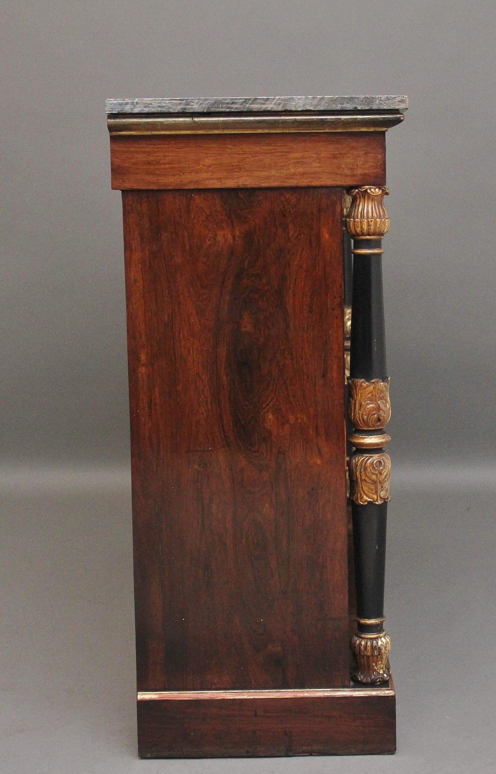Early 19th Century rosewood, gilt and marble top cabinet For Sale 2