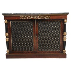 Early 19th Century rosewood, gilt and marble top cabinet