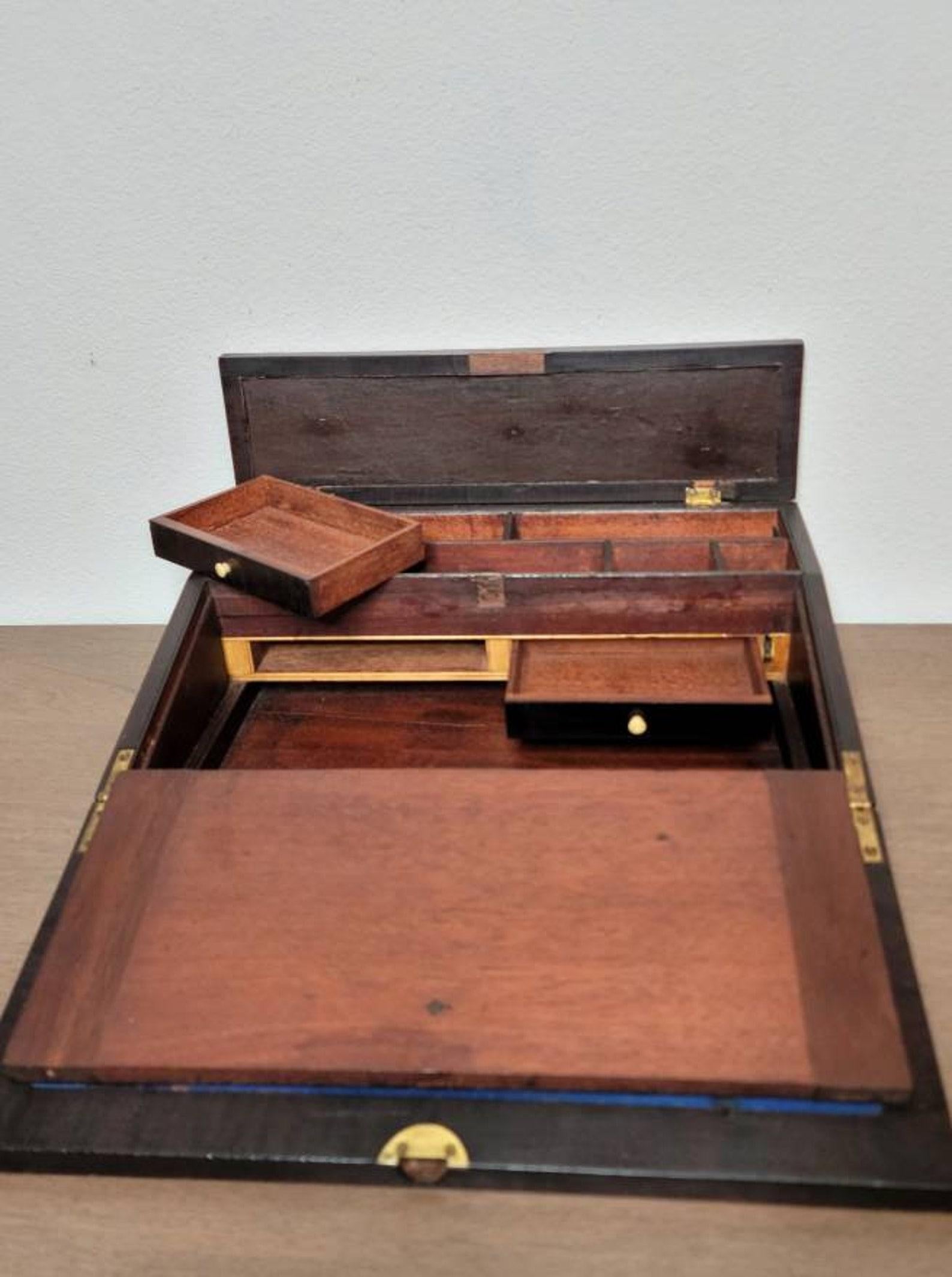 Brass Early 19th Century Rosewood Writing Box