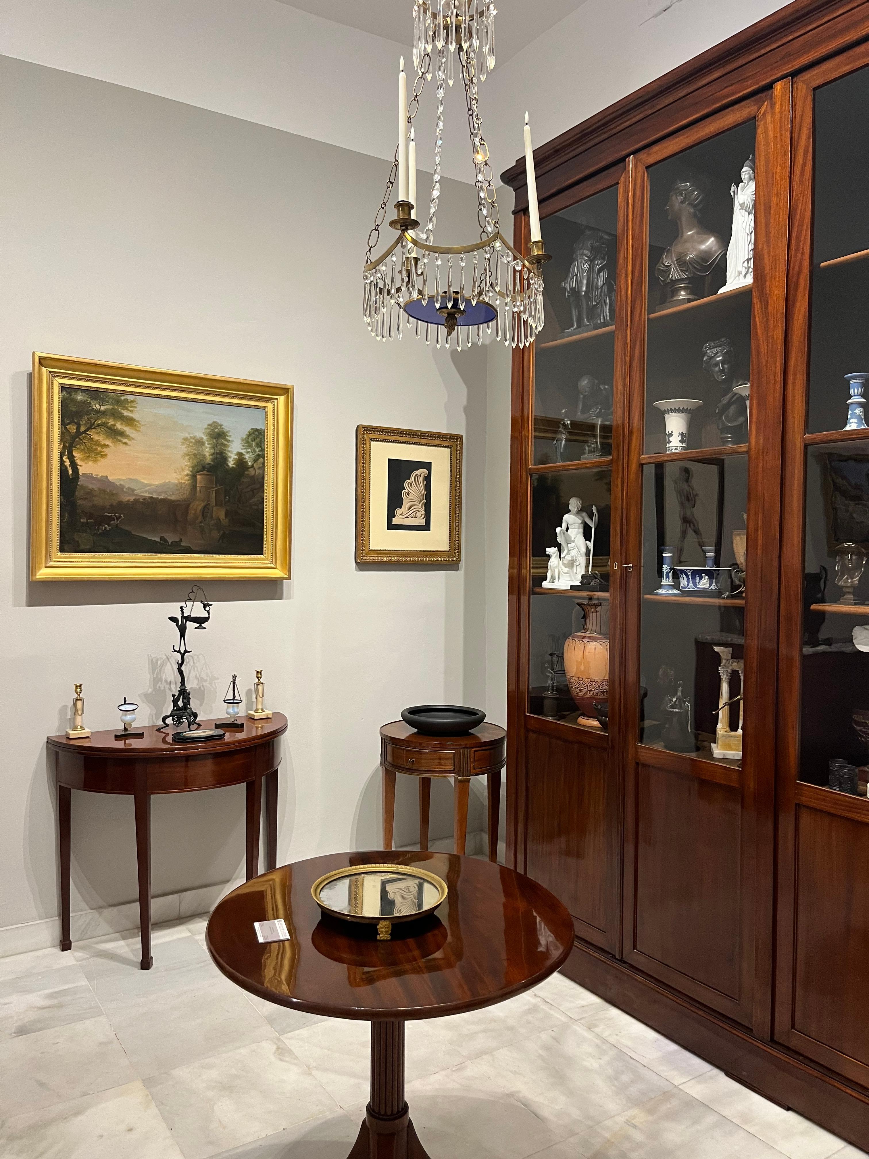 Early 19th Century Round, folding Demi Lune Mahogany Game Table, German For Sale 6