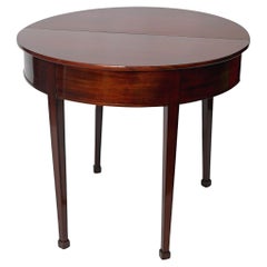 Early 19th Century Round, folding Demi Lune Mahogany Game Table, German
