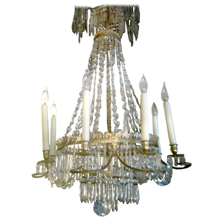 Early 19th Century Russian Gilt Bronze and Crystal Chandelier, Exceptional