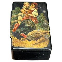 Early 19th Century Russian Lacquer Painted Snuffbox Trinket Box