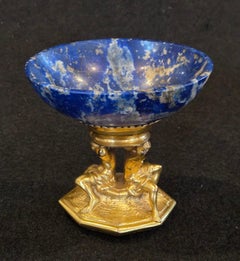 Early 19th Century Russian Lapis Lazuli Tazza with Gilt Bronze Figural Base