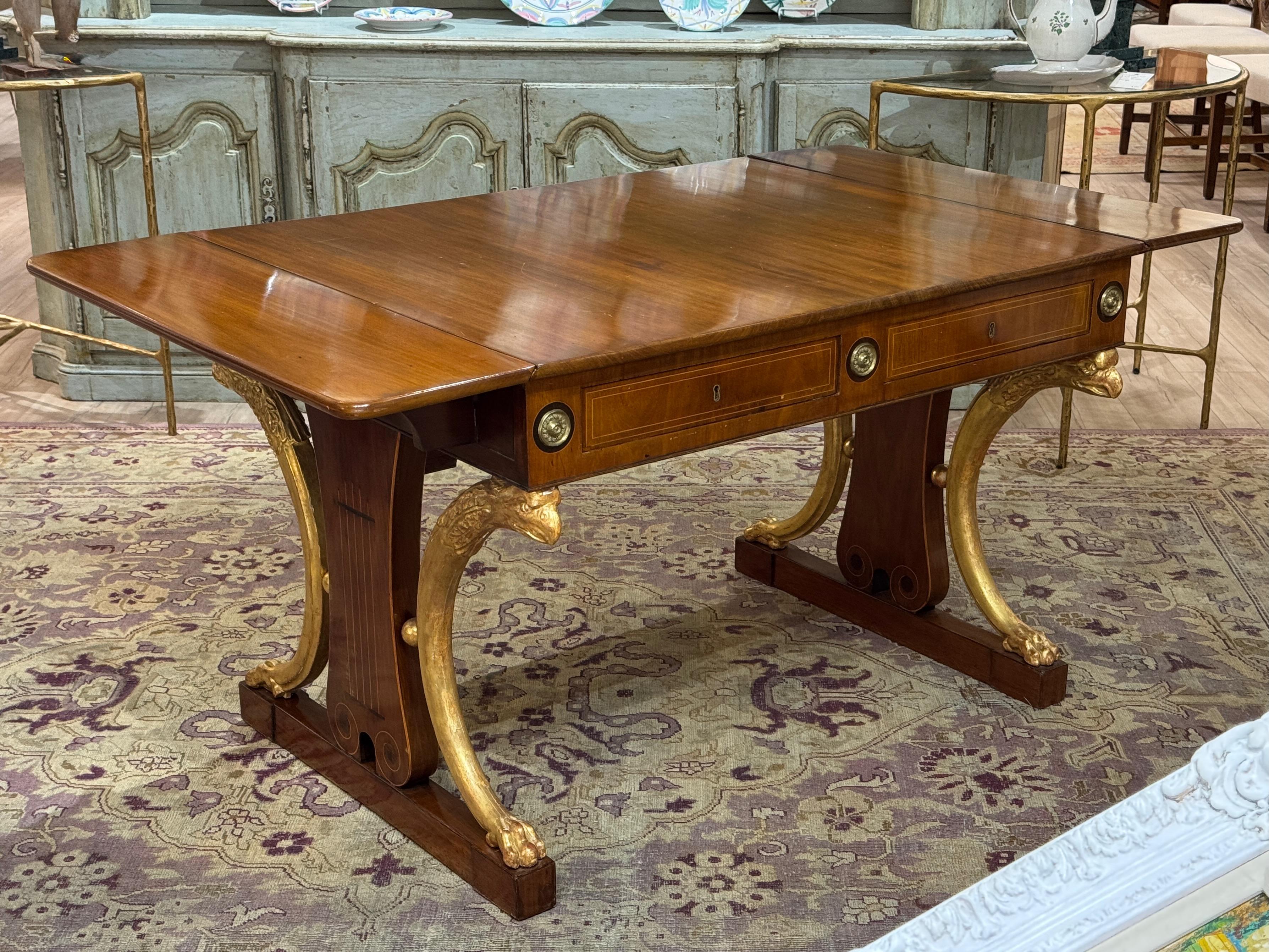 Neoclassical Early 19th Century Russian Mahogany and Parcel-Gilt Sofa Table For Sale