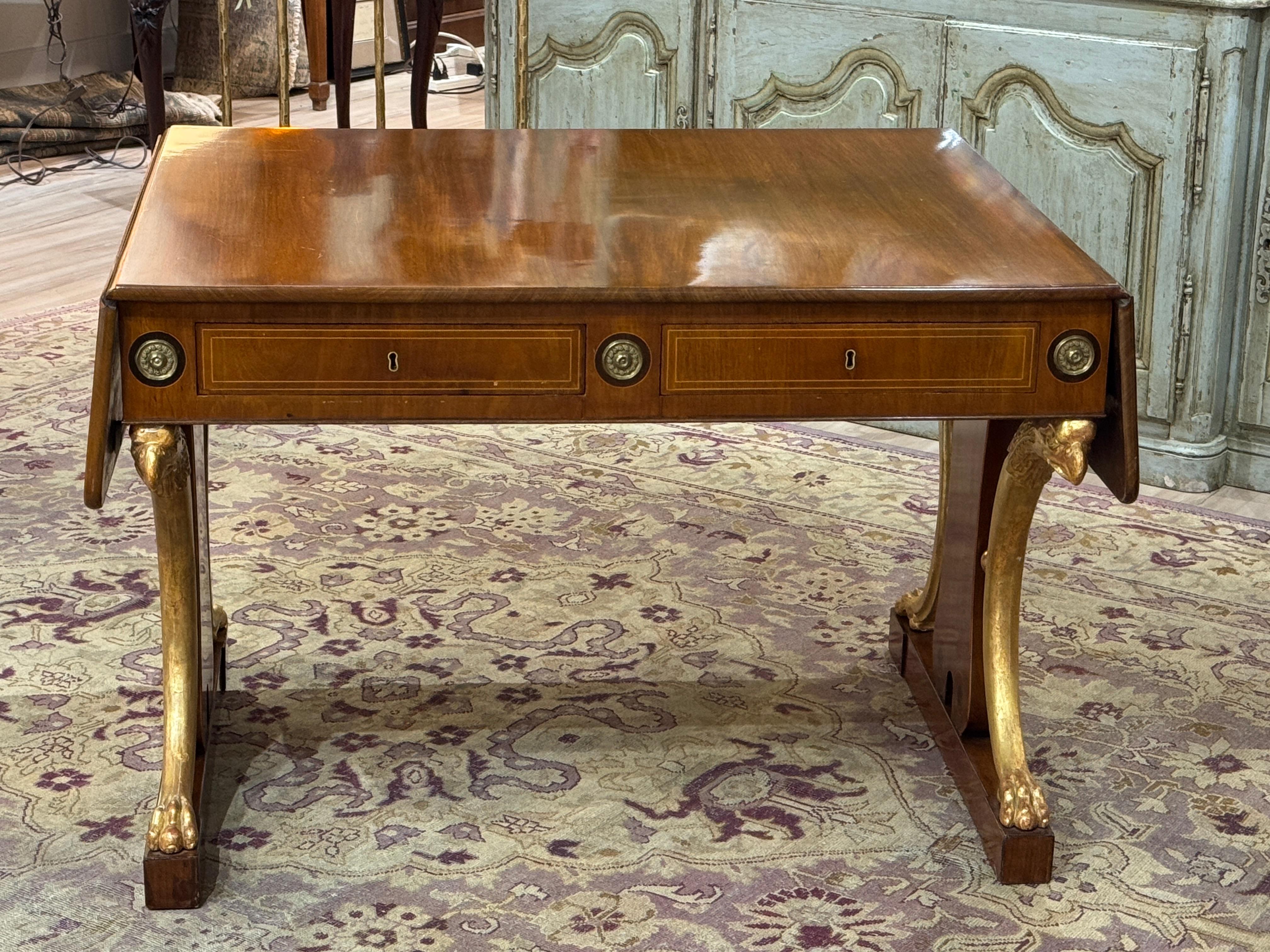 Early 19th Century Russian Mahogany and Parcel-Gilt Sofa Table In Good Condition For Sale In Charlottesville, VA