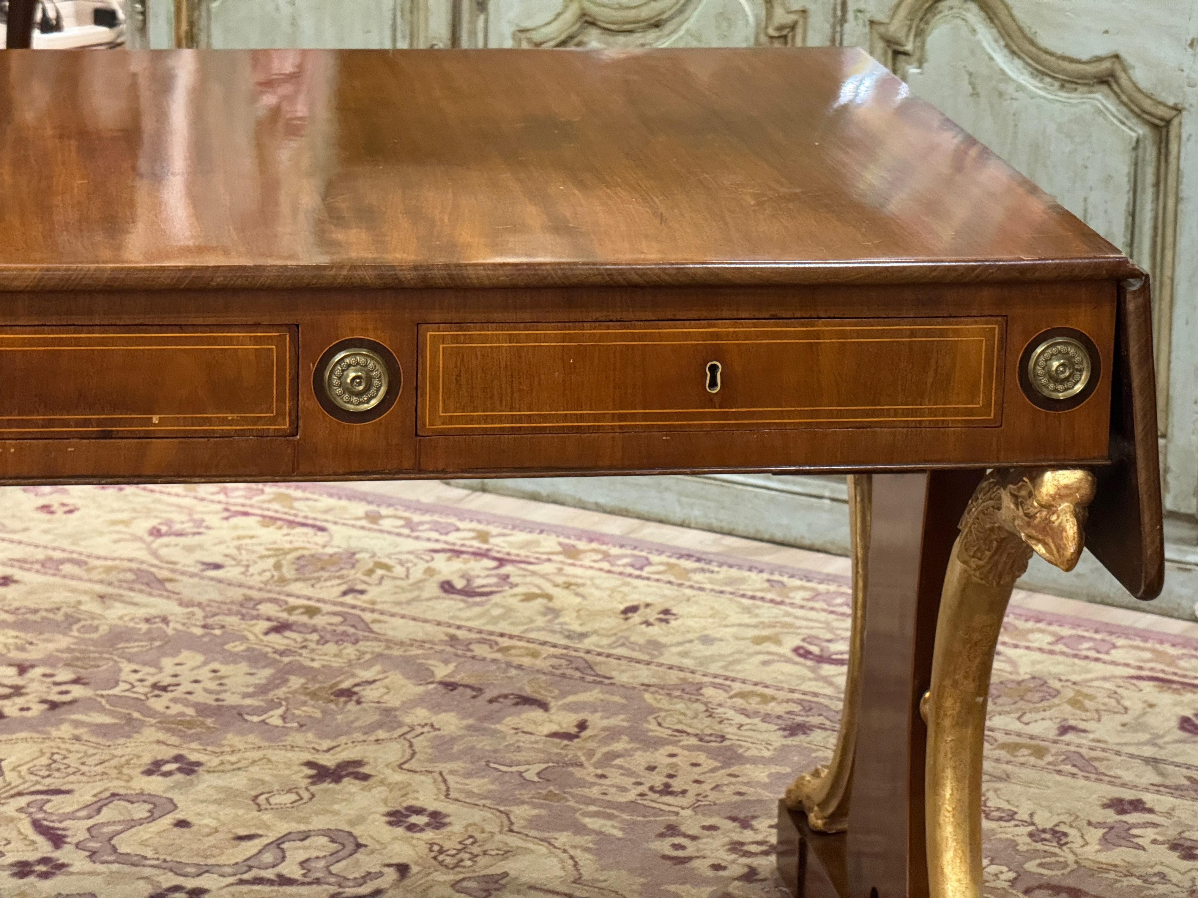 Early 19th Century Russian Mahogany and Parcel-Gilt Sofa Table For Sale 1