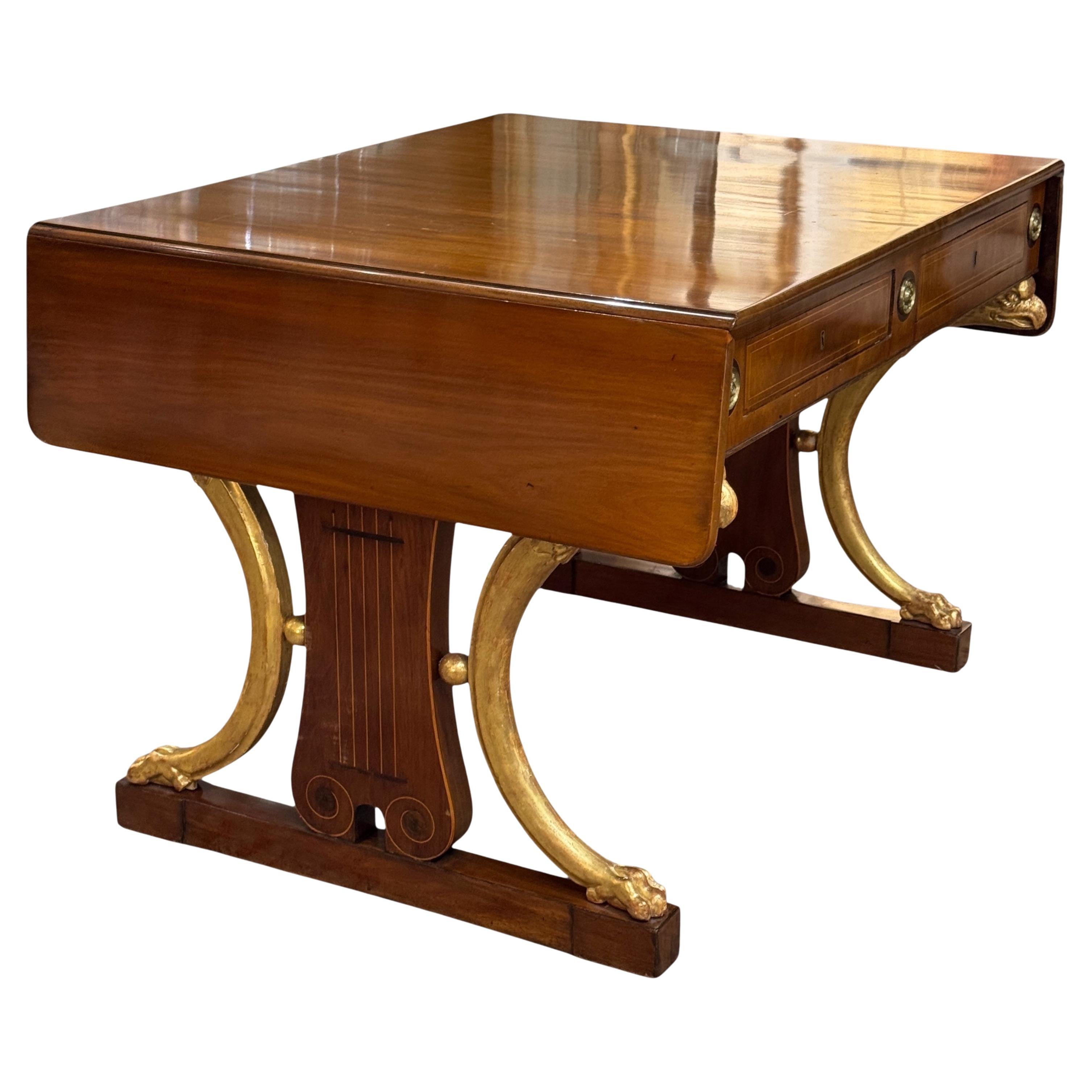 Early 19th Century Russian Mahogany and Parcel-Gilt Sofa Table For Sale