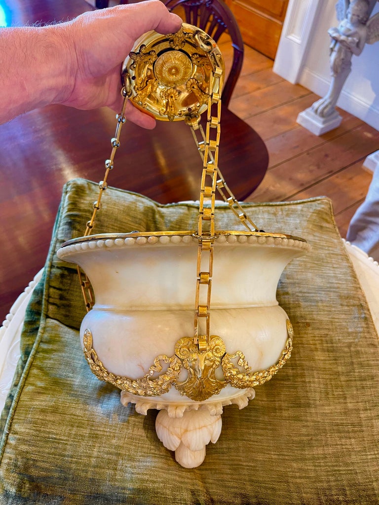 Early 19th Century Russian Polish Alabaster and Vermeil Lantern by Nast