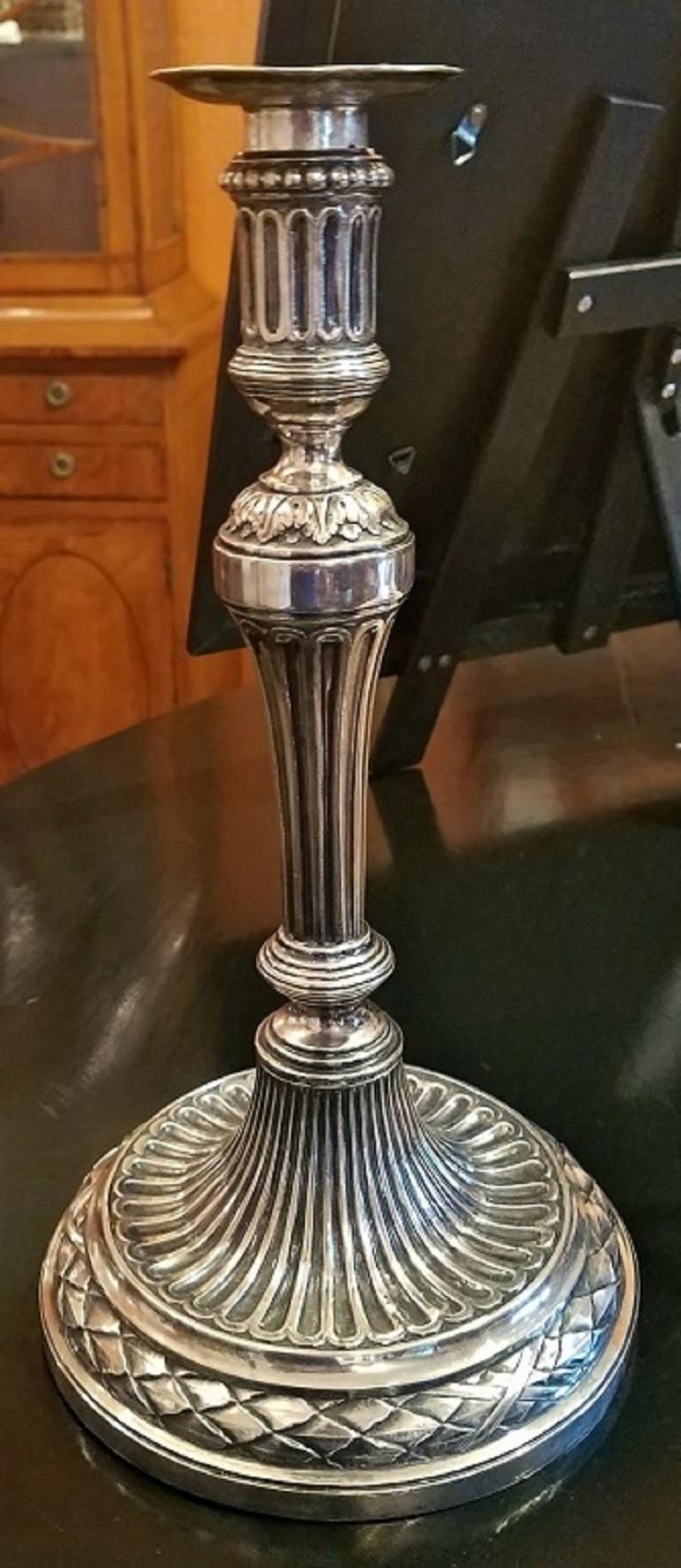 Early 19th Century Russian Sterling Silver Candlesticks, Pair 3