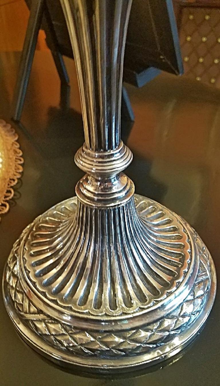 Early 19th Century Russian Sterling Silver Candlesticks, Pair 1