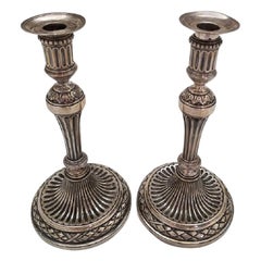 Early 19th Century Russian Sterling Silver Candlesticks, Pair