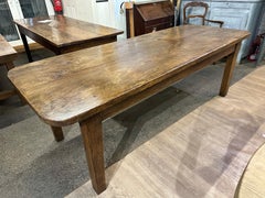 Table de ferme rustique en hêtre à deux plateaux du début du XIXe siècle