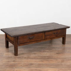 Early 19th Century Rustic Coffee Table with Two Drawers from Portugal
