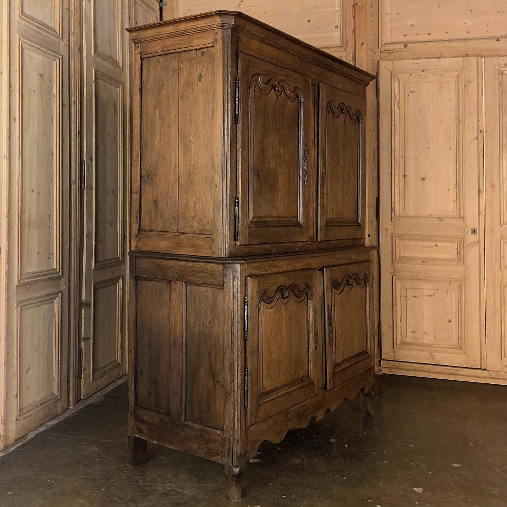 Hand-Crafted Early 19th Century Rustic Country French Buffet a Deux Corps For Sale