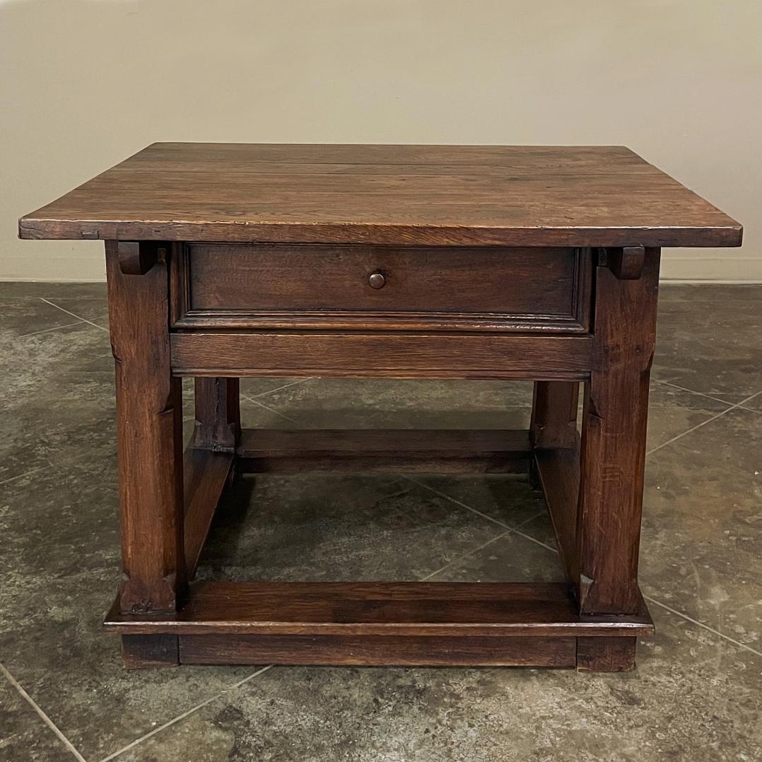 Hand-Crafted Early 19th Century Rustic Dutch Oak Side Table For Sale
