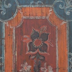 early 19th Century Rustic Farmhouse Folk Art Painted Bridal Cabinet