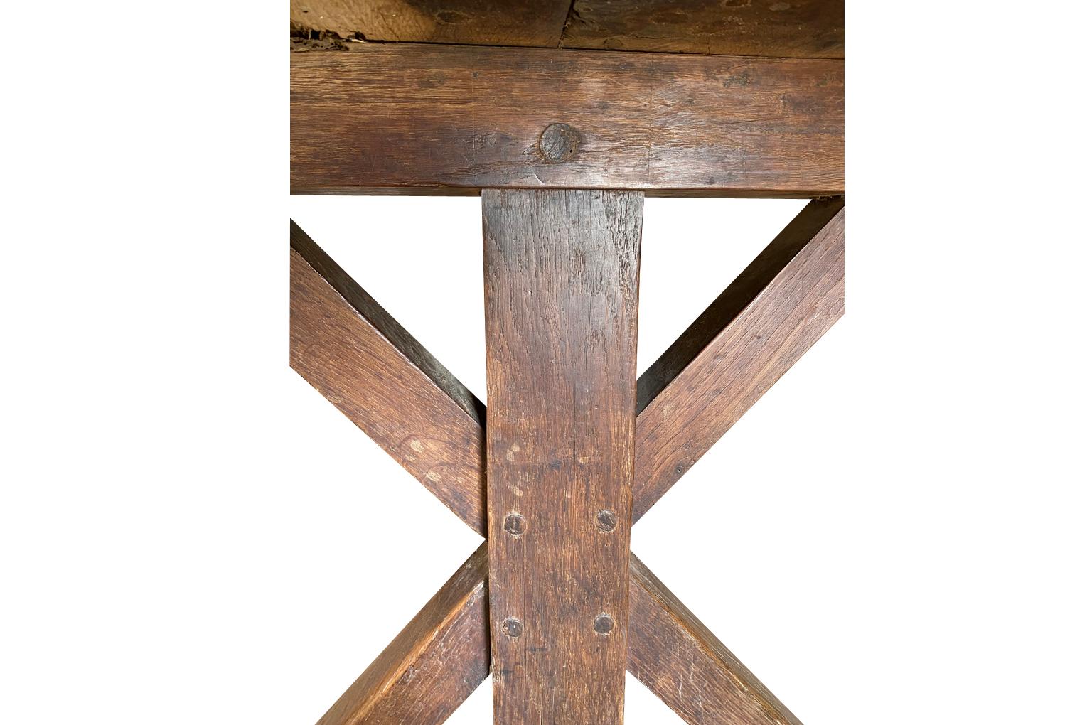 Early 19th Century Rustic French Farm Table, Trestle Table 6