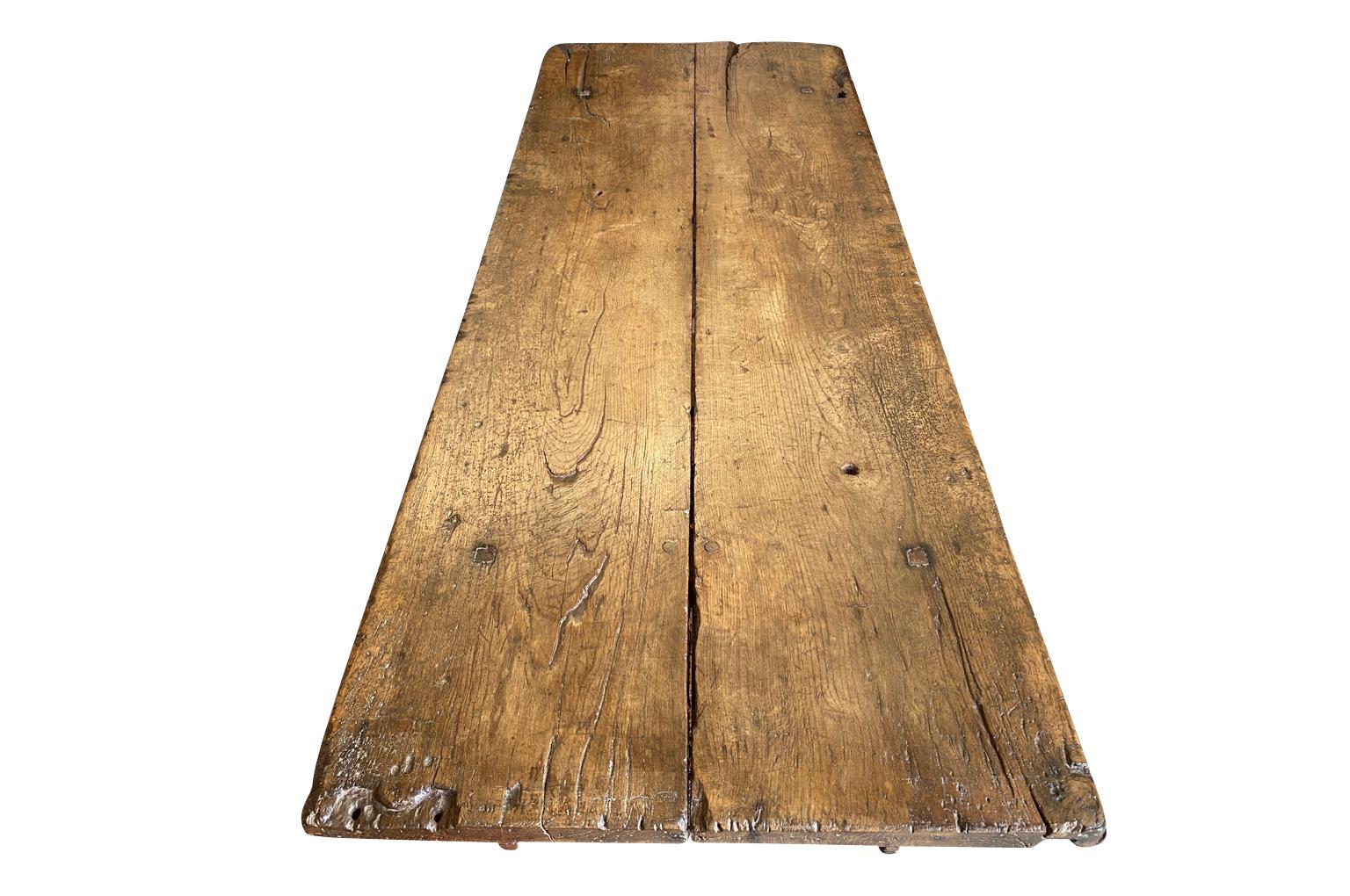 Early 19th Century Rustic French Farm Table, Trestle Table 9