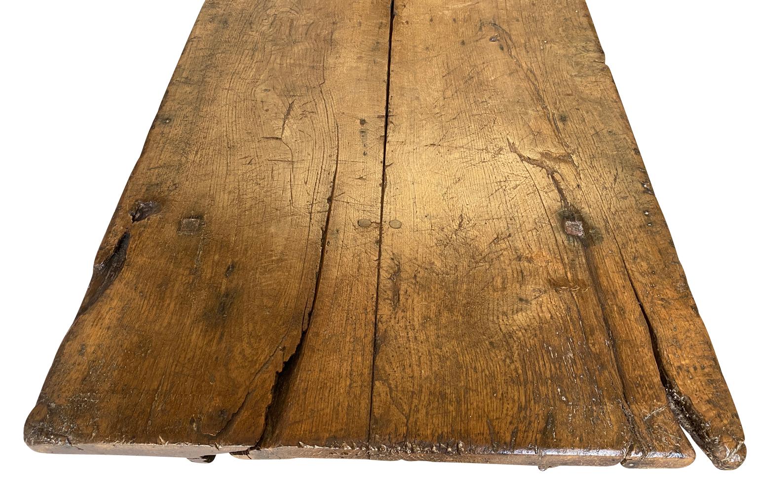Early 19th Century Rustic French Farm Table, Trestle Table 10