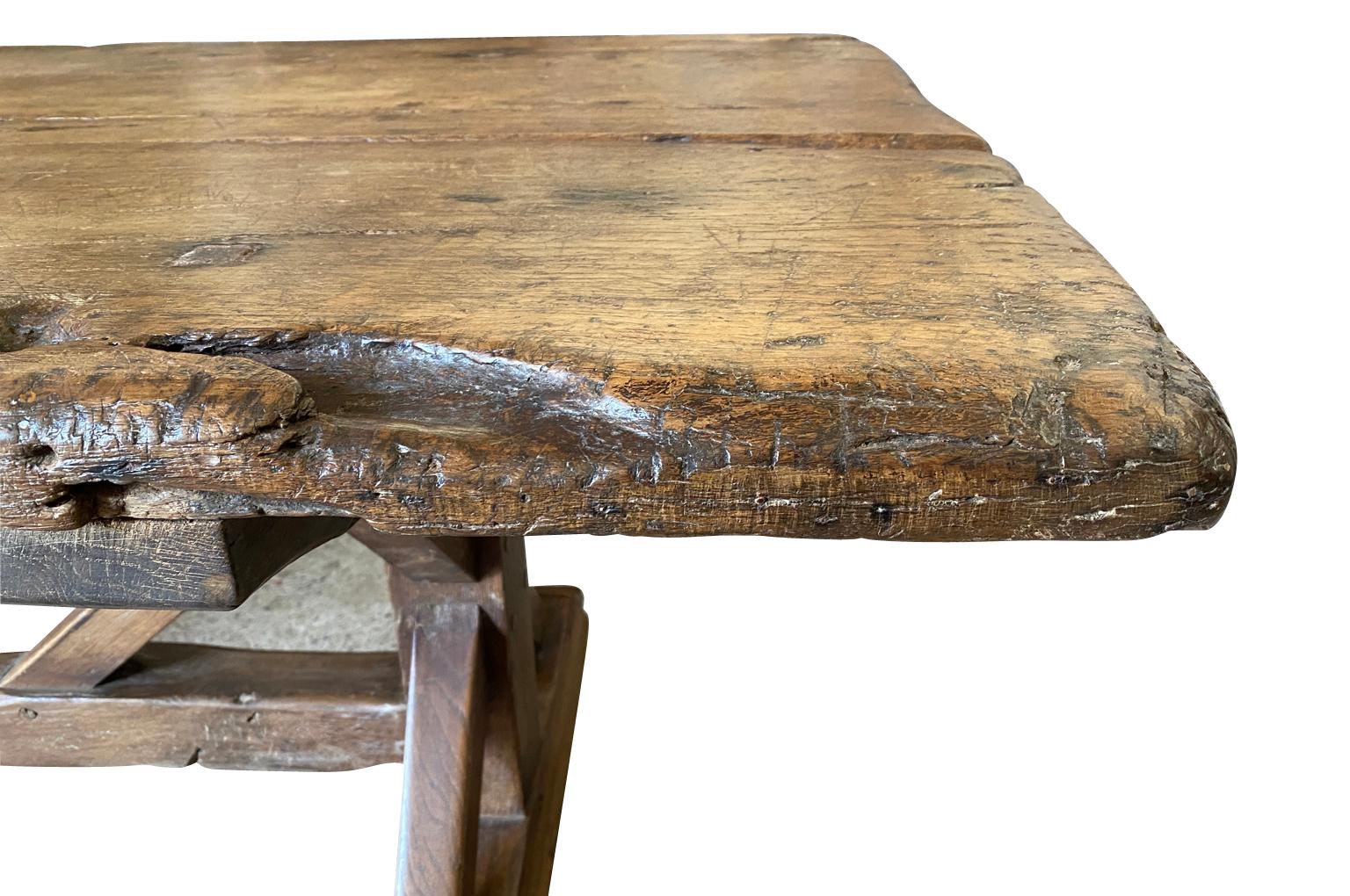 Early 19th Century Rustic French Farm Table, Trestle Table 11