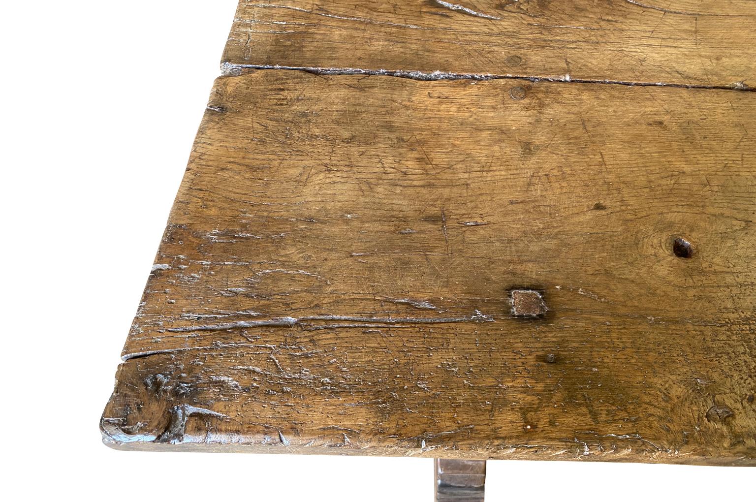Early 19th Century Rustic French Farm Table, Trestle Table 15