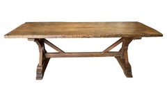 Early 19th Century Rustic French Farm Table, Trestle Table