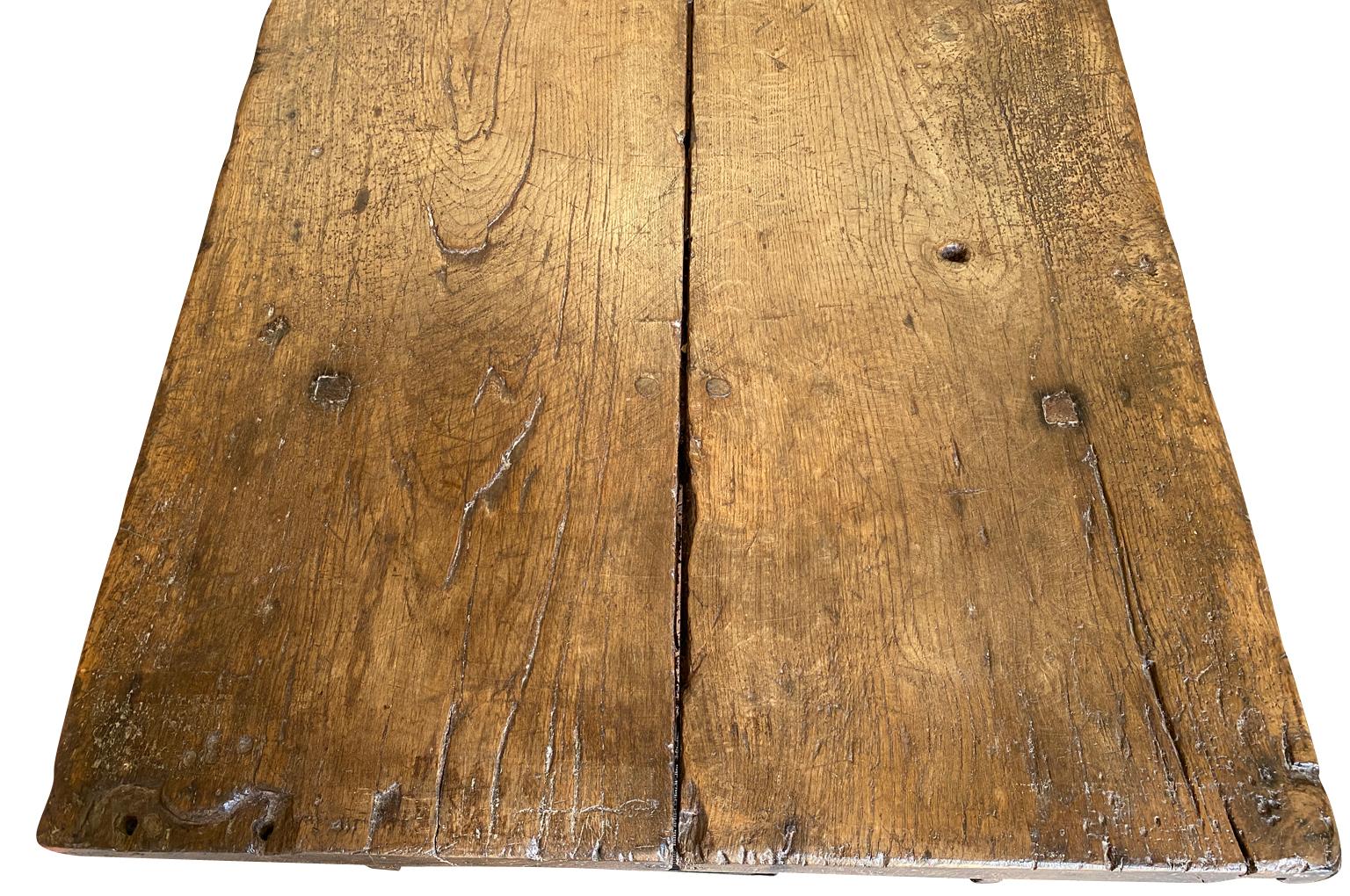 Early 19th Century Rustic French Farm Table, Trestle Table 16
