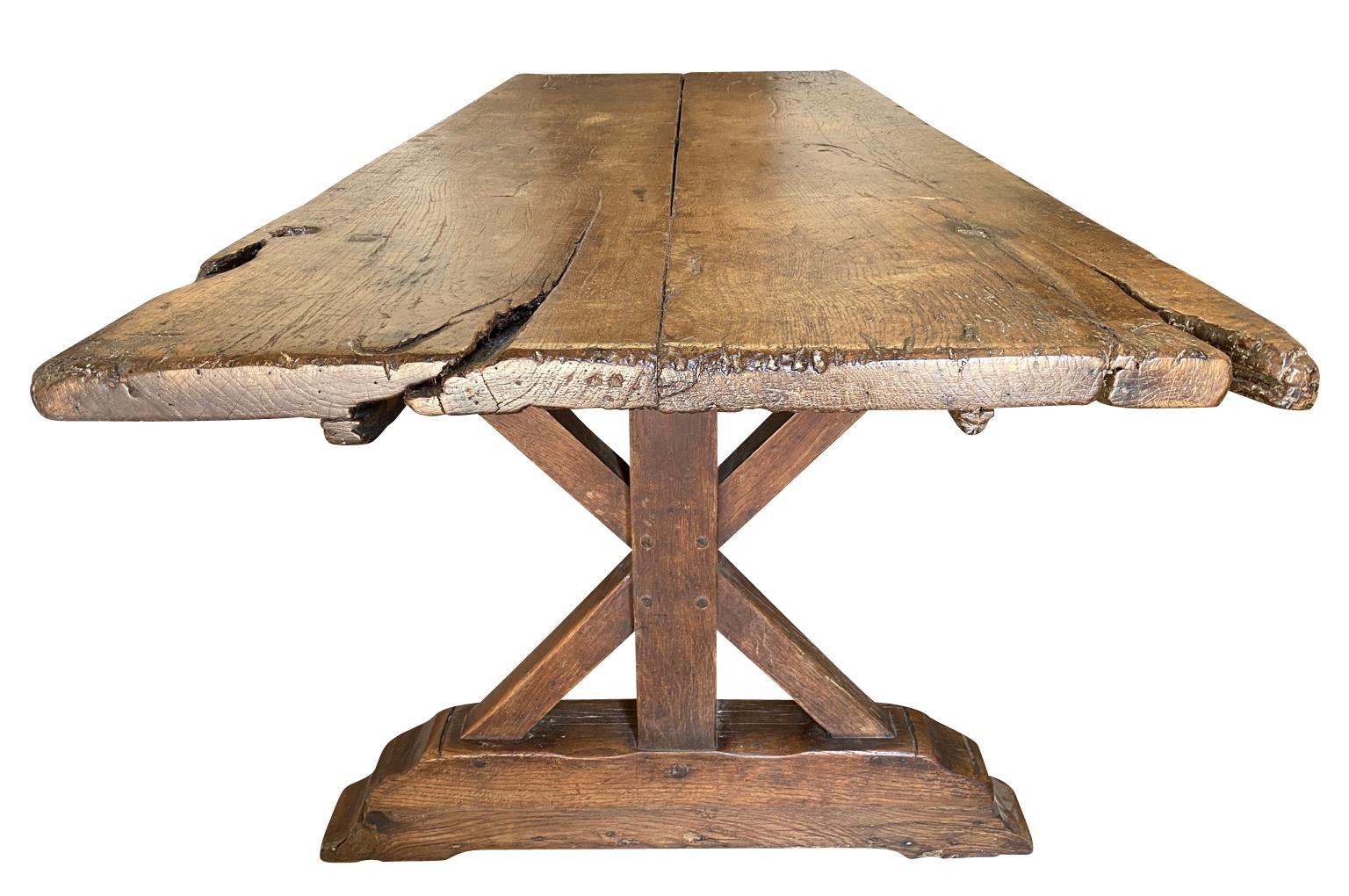 Early 19th Century Rustic French Farm Table, Trestle Table 2