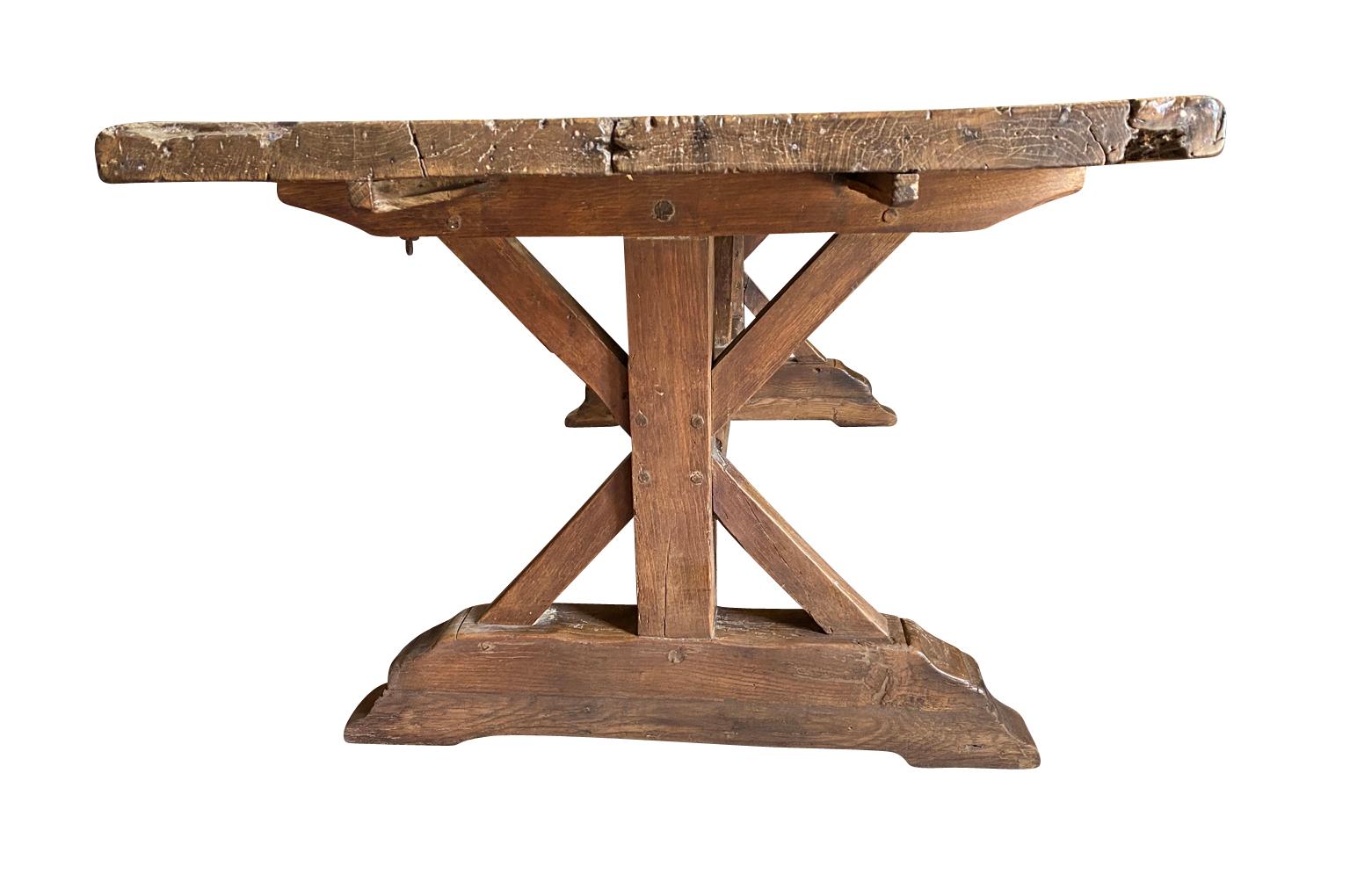 Early 19th Century Rustic French Farm Table, Trestle Table 3