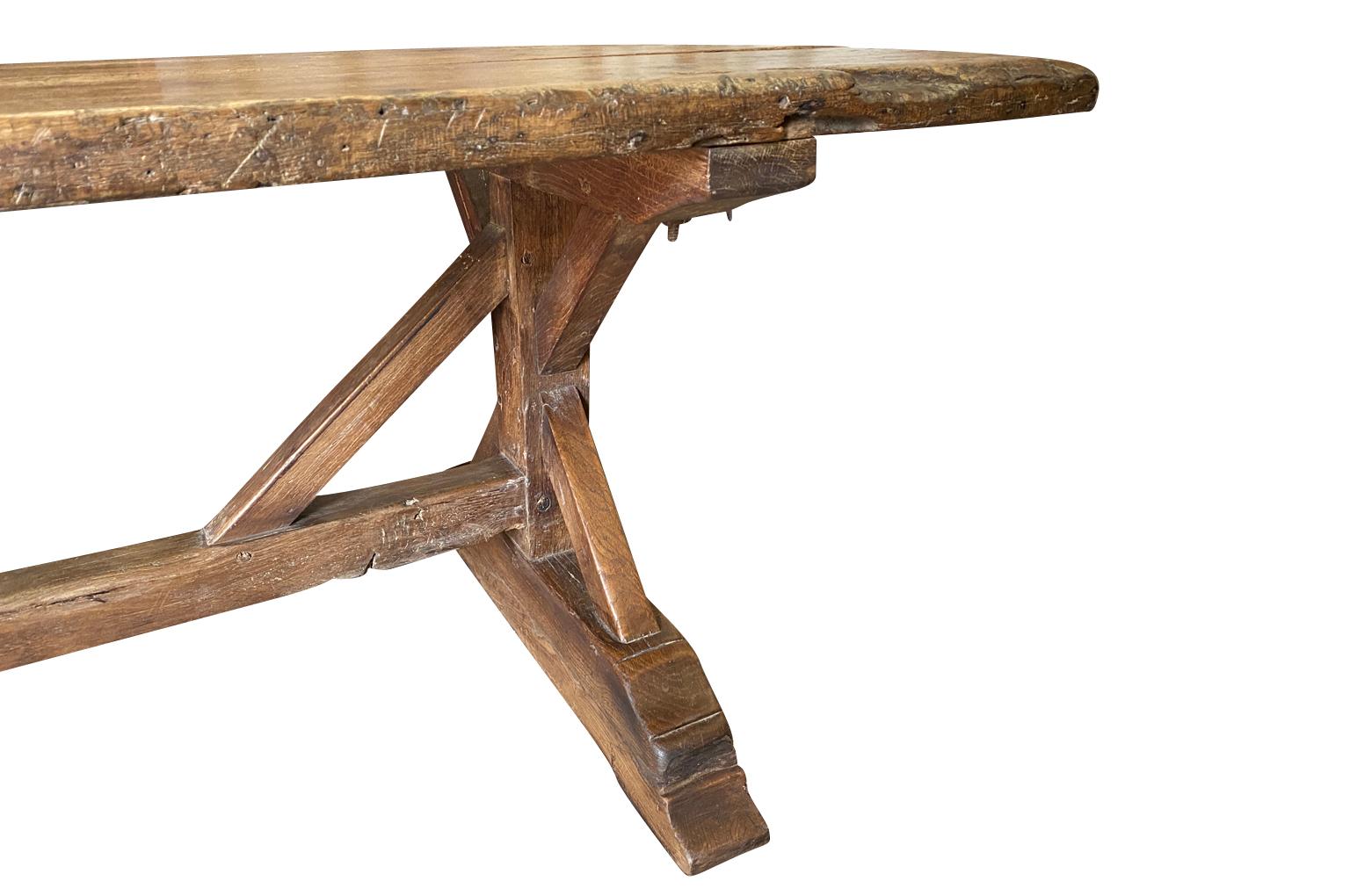 Early 19th Century Rustic French Farm Table, Trestle Table 4
