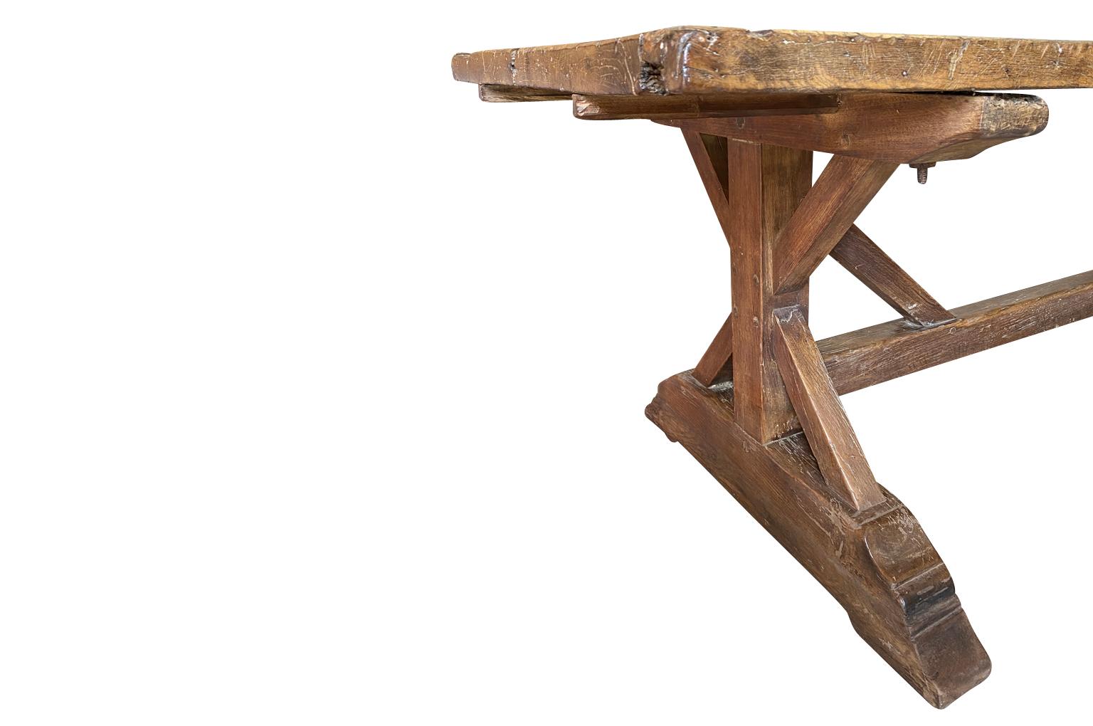 Early 19th Century Rustic French Farm Table, Trestle Table 5