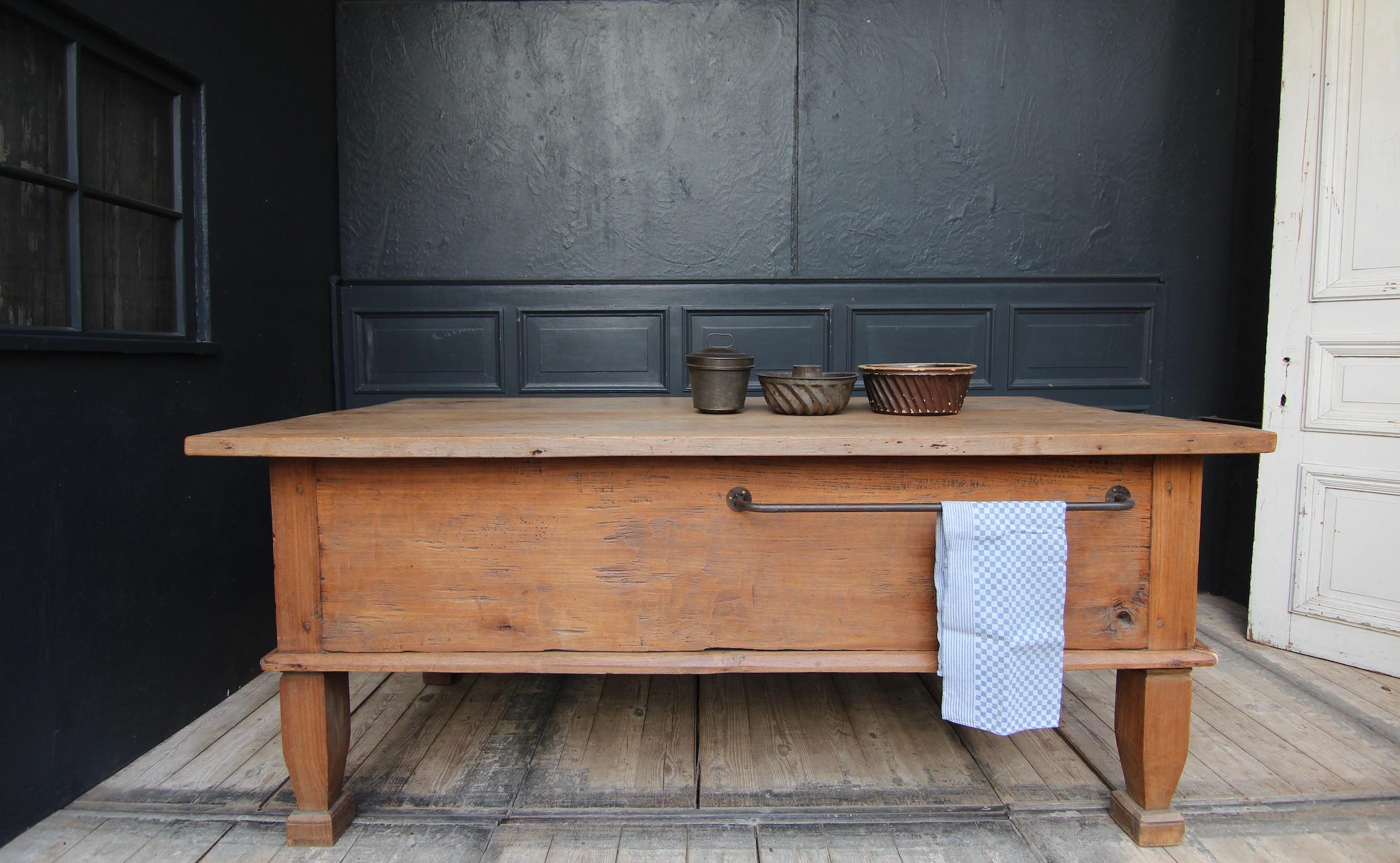 Country Early 19th Century Rustic Kitchen Prep Table or Kitchen Island