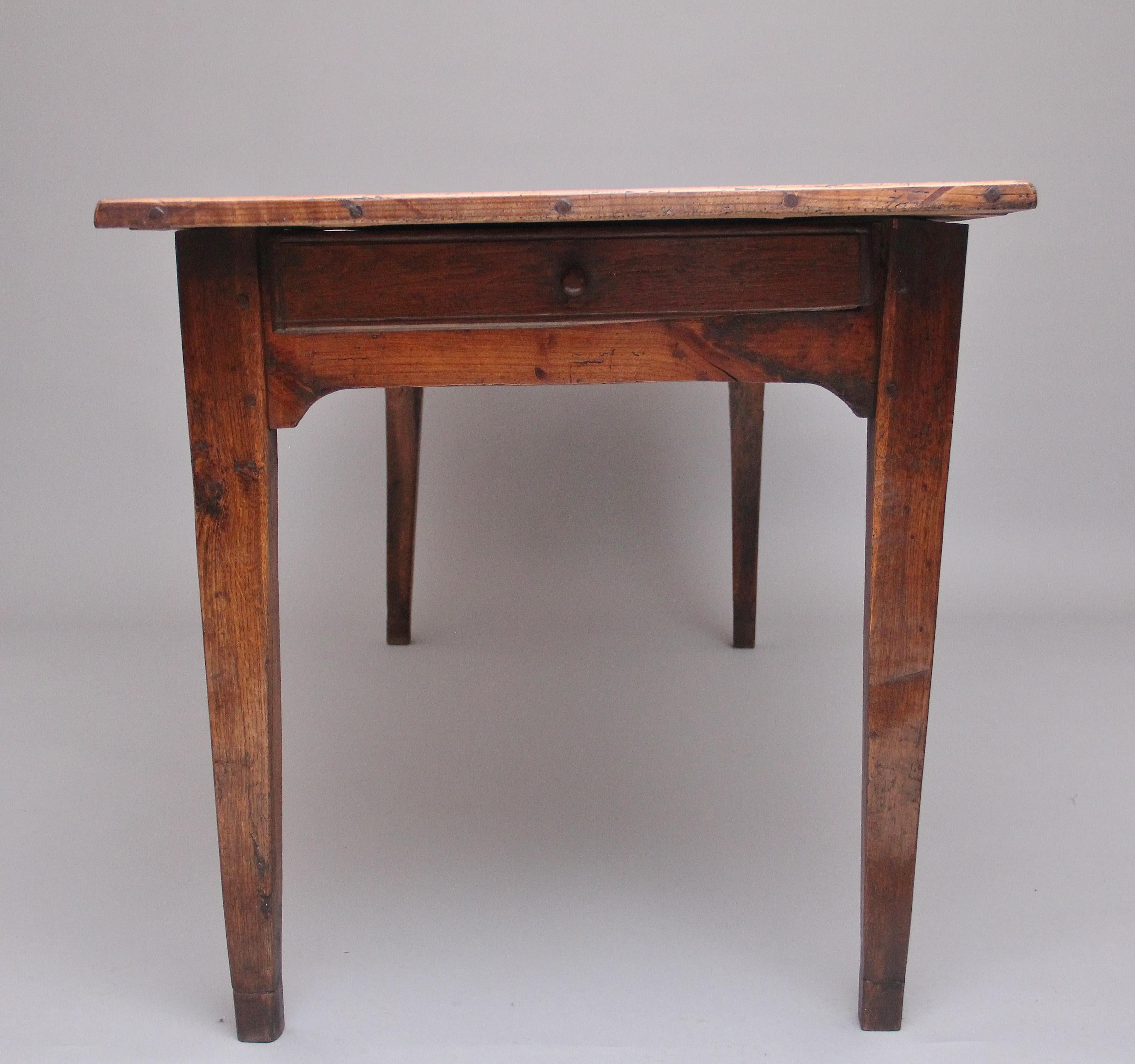 British Early 19th Century Rustic Fruitwood Farmhouse Table