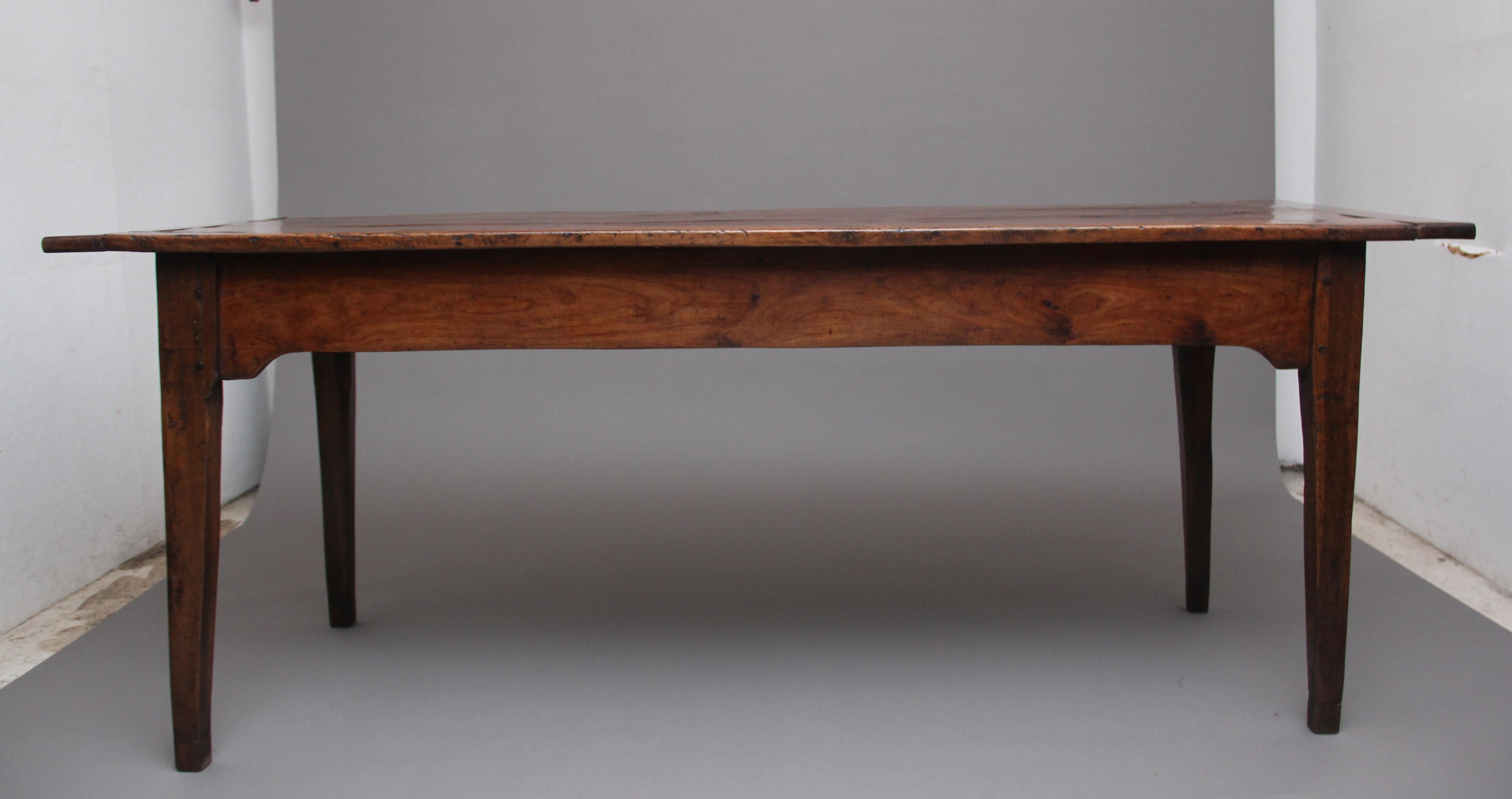 Early 19th Century Rustic Fruitwood Farmhouse Table In Good Condition In Martlesham, GB