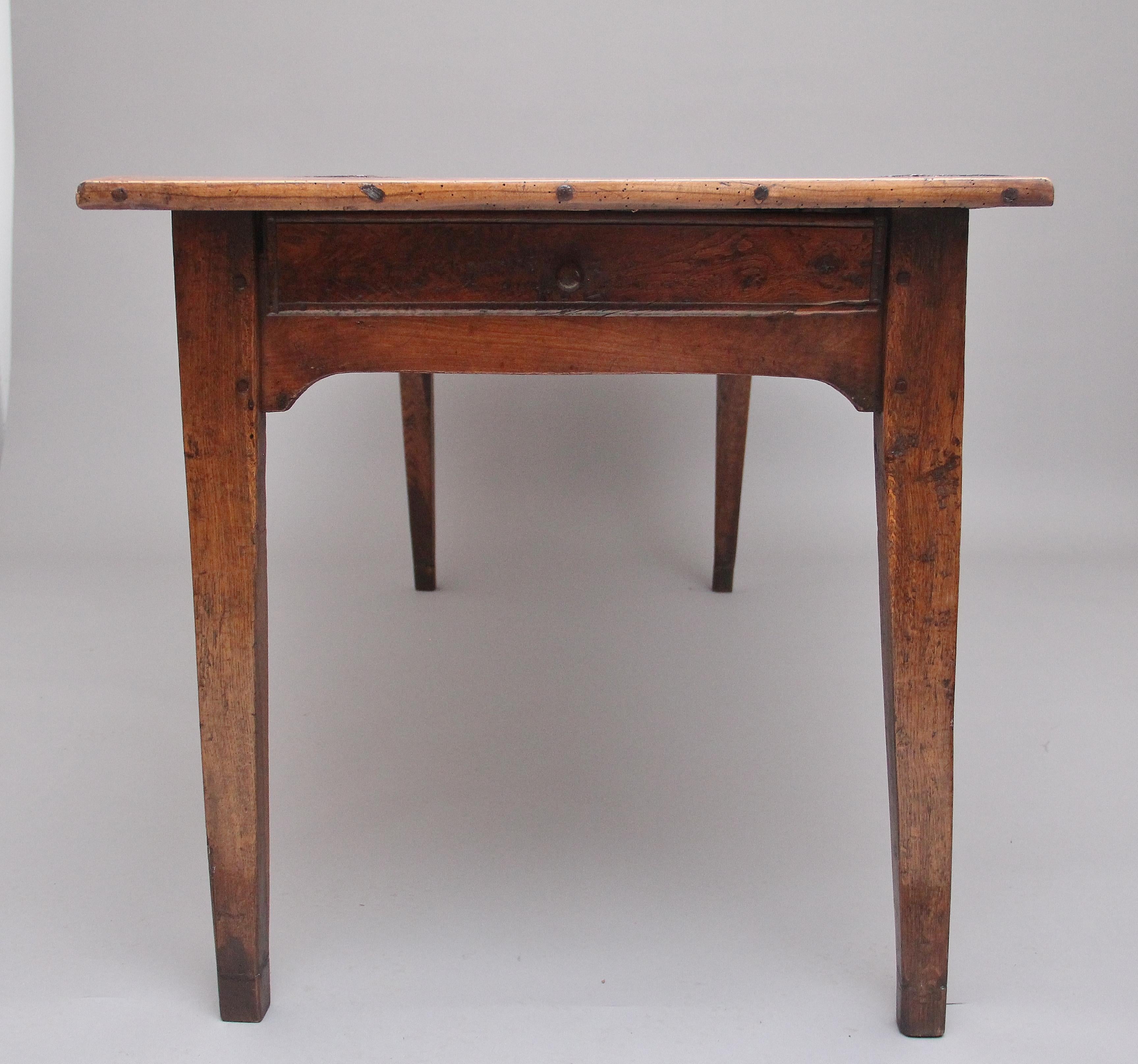 Early 19th Century Rustic Fruitwood Farmhouse Table 1