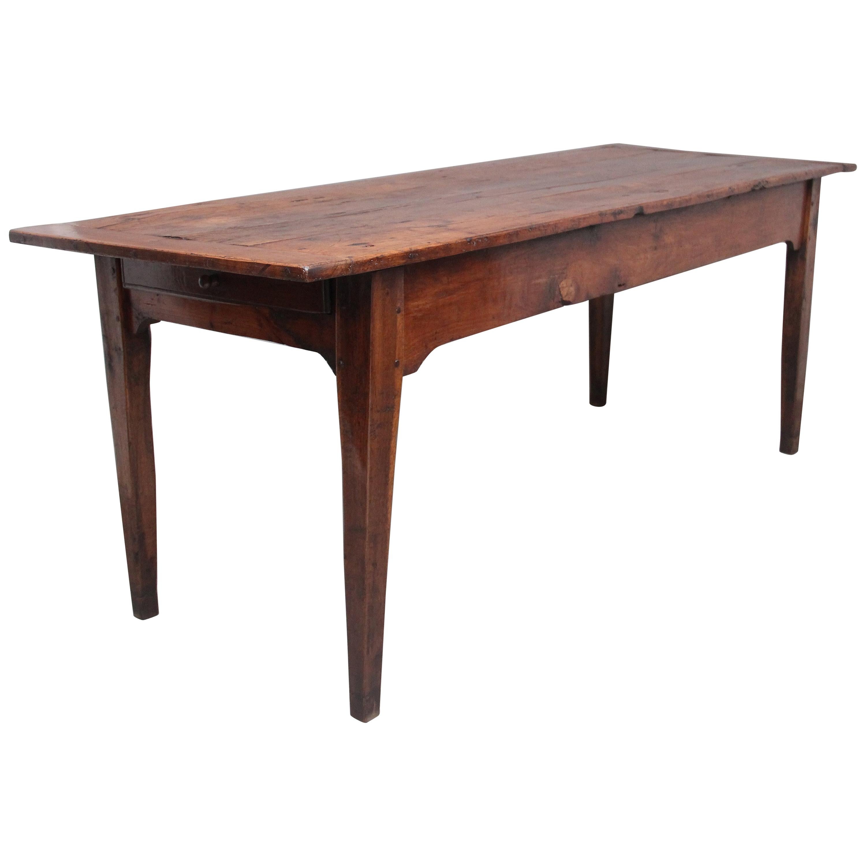Early 19th Century Rustic Fruitwood Farmhouse Table