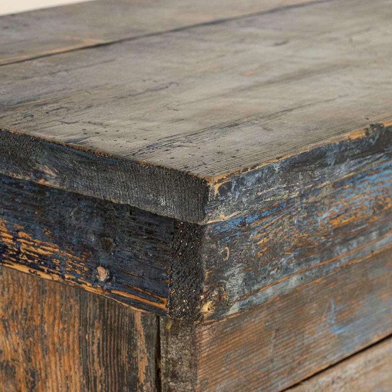 Early 19th Century Rustic Original Blue Painted Narrow Cabinet Sideboard 5