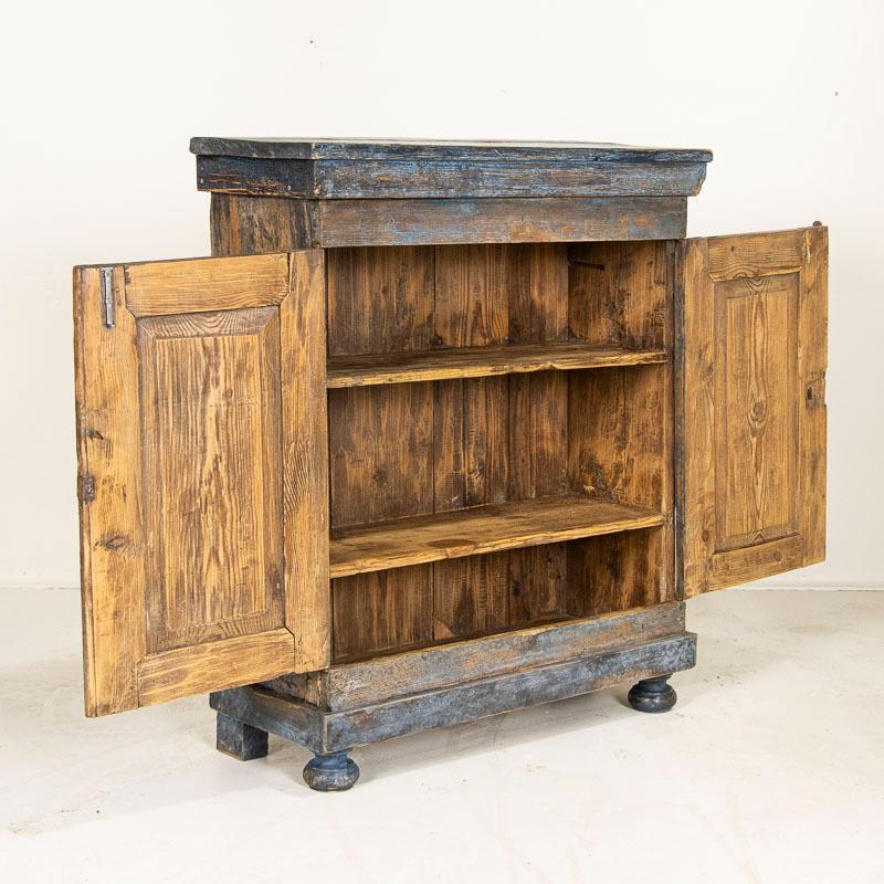 Swedish Early 19th Century Rustic Original Blue Painted Narrow Cabinet Sideboard