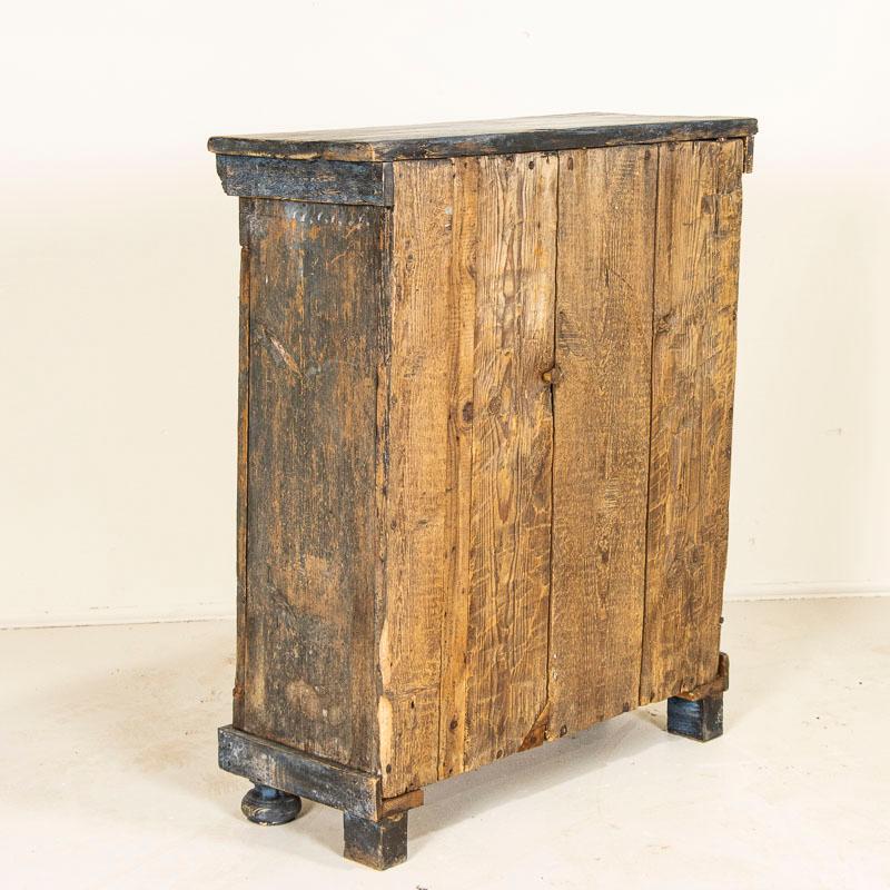 Early 19th Century Rustic Original Blue Painted Narrow Cabinet Sideboard 1